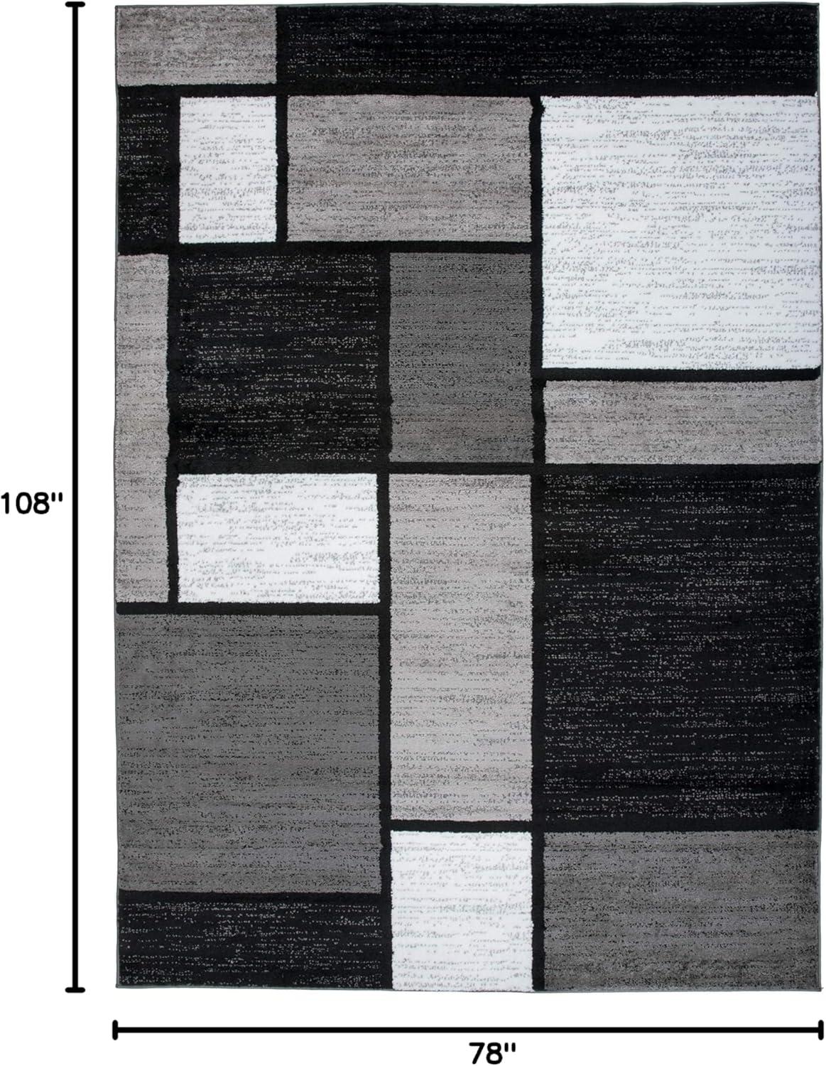 World Rug Gallery Contemporary Modern Boxed Color Block Gray 6'6"x9' Area Rug