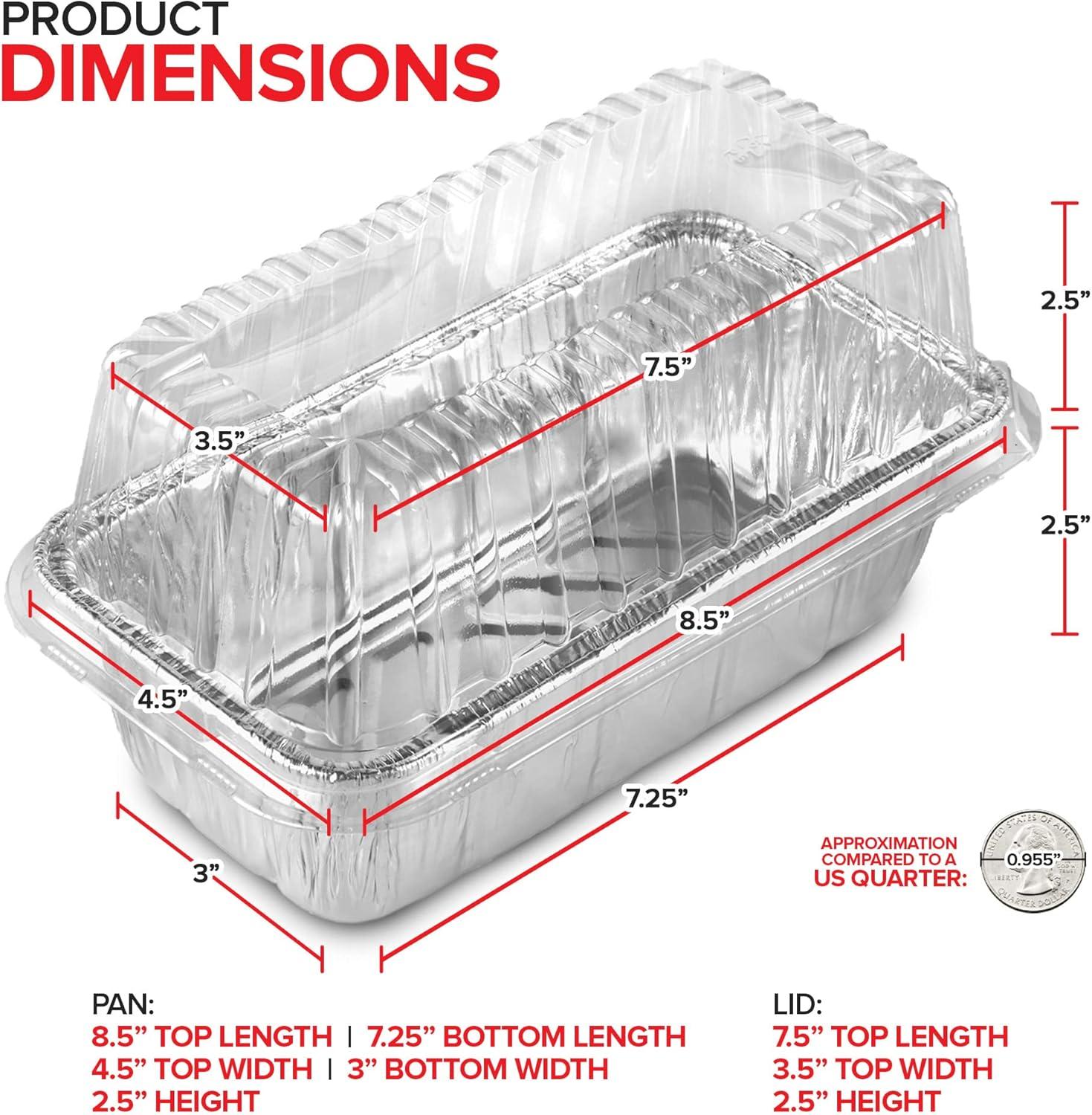 Juvale 50 Pack Disposable Aluminum Loaf Pans with Lids, 22oz Tins for Baking, Heating, Storing, 8.5 x 2.5 x 4.5 In