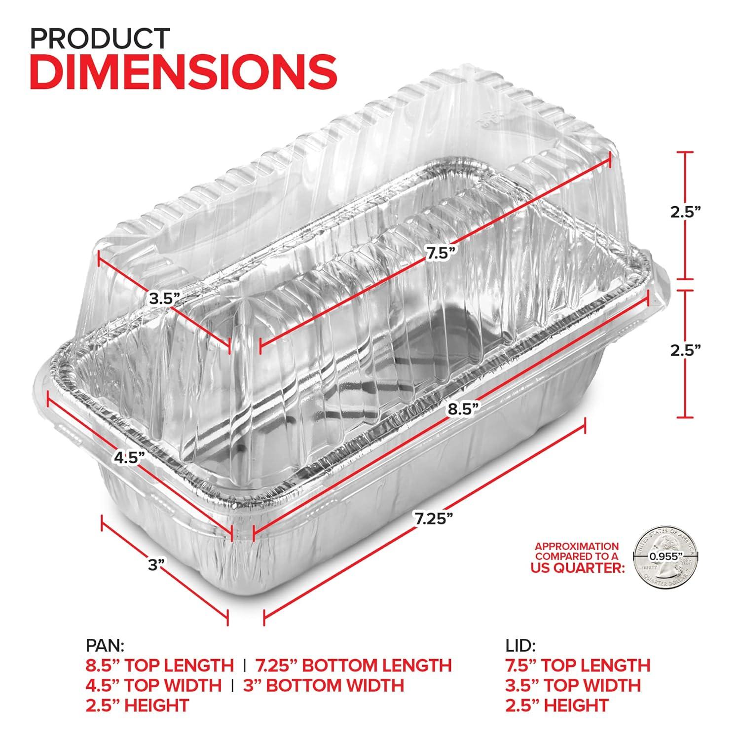 Juvale 50 Pack Disposable Aluminum Loaf Pans with Lids, 22oz Tins for Baking, Heating, Storing, 8.5 x 2.5 x 4.5 In
