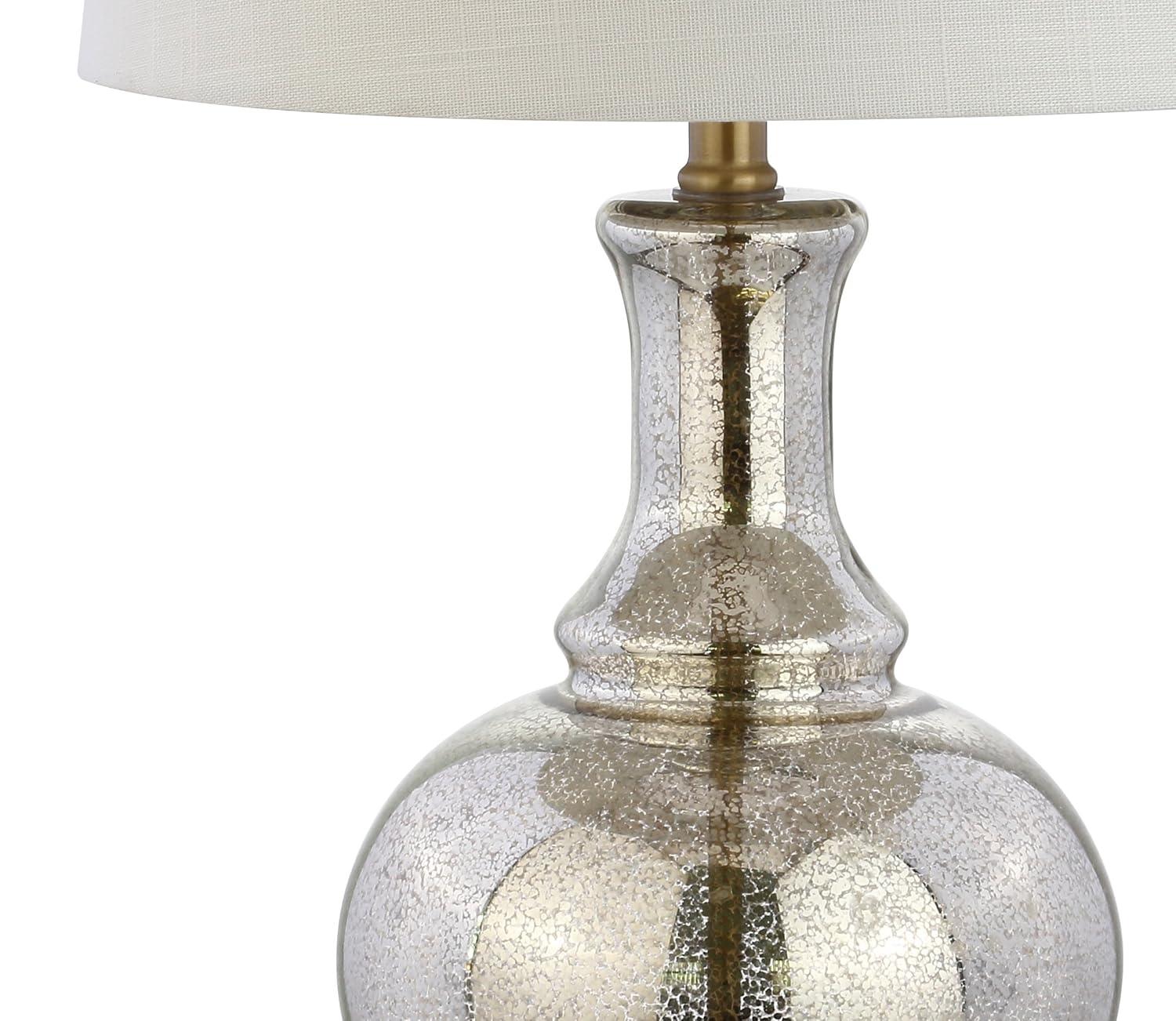 JONATHAN Y Lavelle 25" Glass LED Table Lamp, Mercury Silver/Brass Gold (Set of 2)