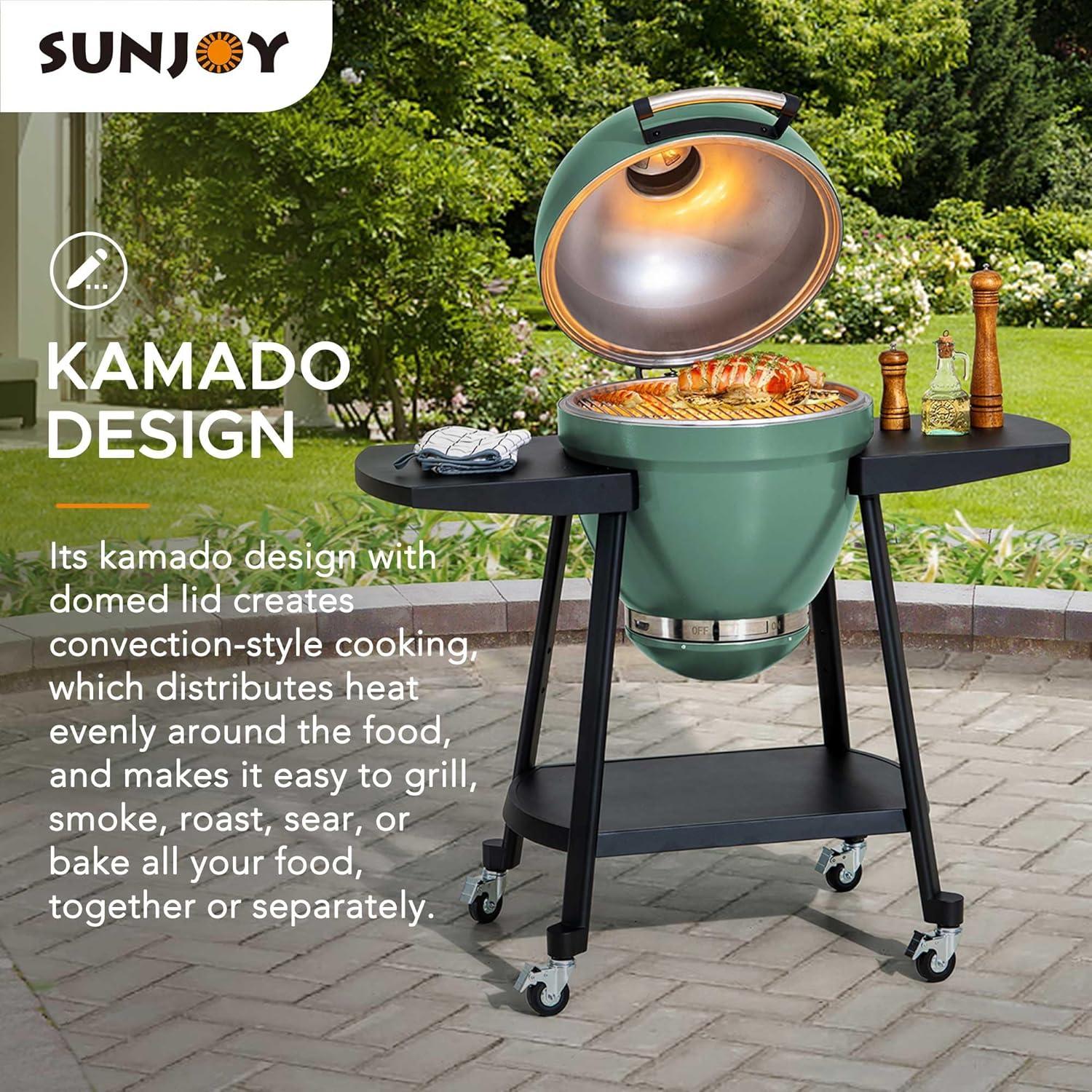 Charcoal Grill 20-Inch Kamado Grill Outdoor Egg Grill with Pizza Stone, Ultimate BBQ Grill and Smoke