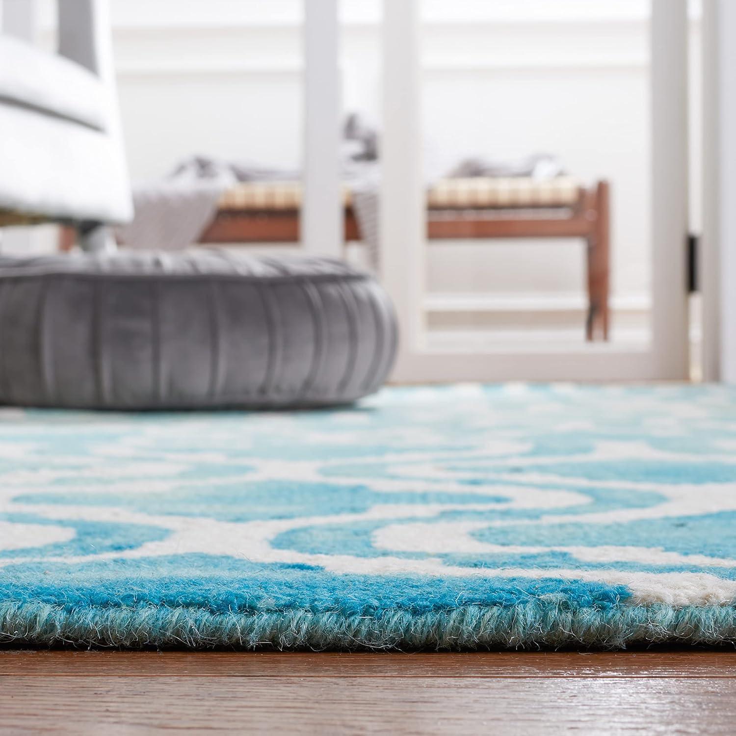 Dip Dye DDY537 Hand Tufted Indoor Area Rug - Turquoise/Ivory - 5'x5' - Safavieh