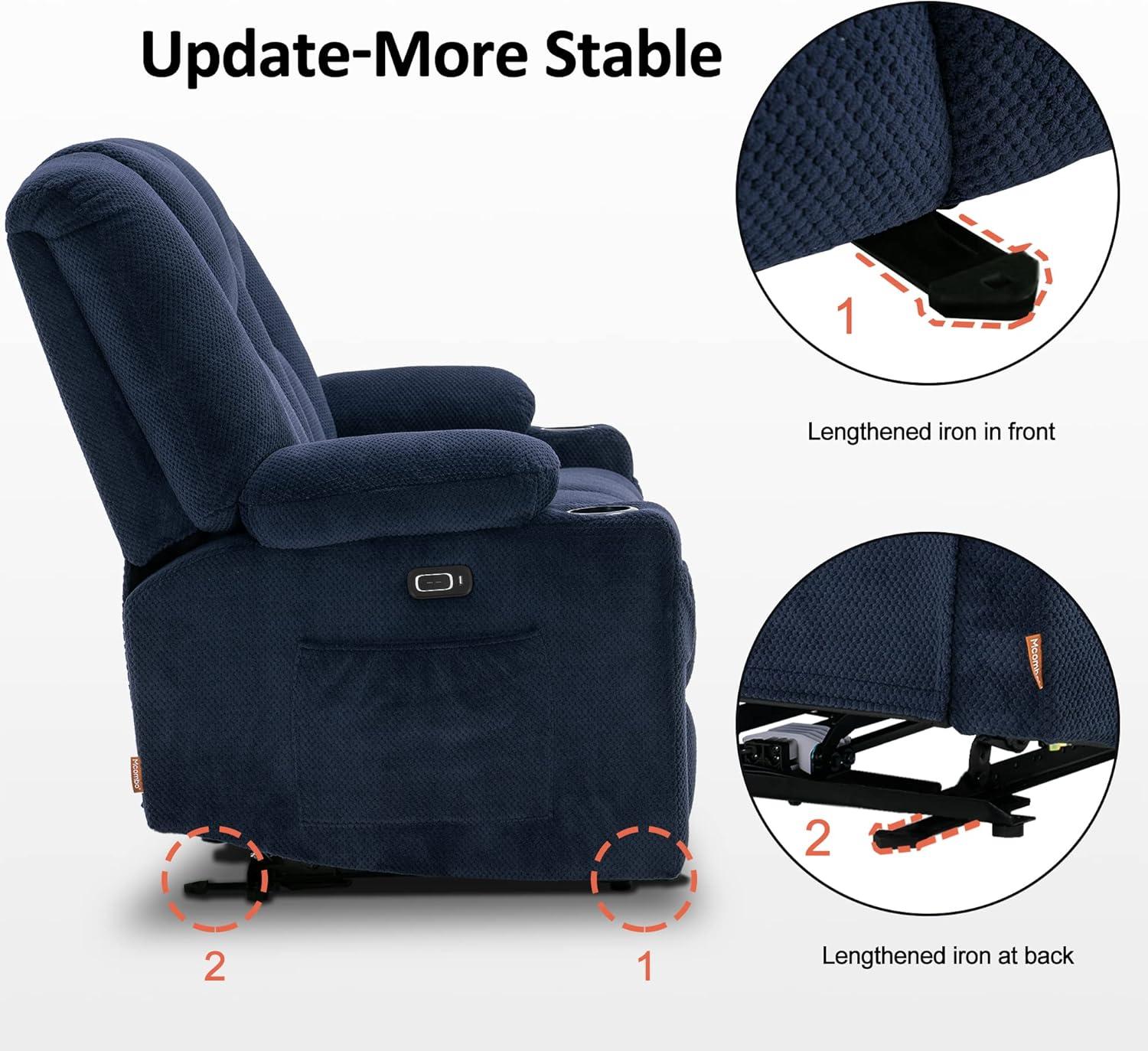 Navy Blue Fabric Reclining Loveseat with Cup Holders