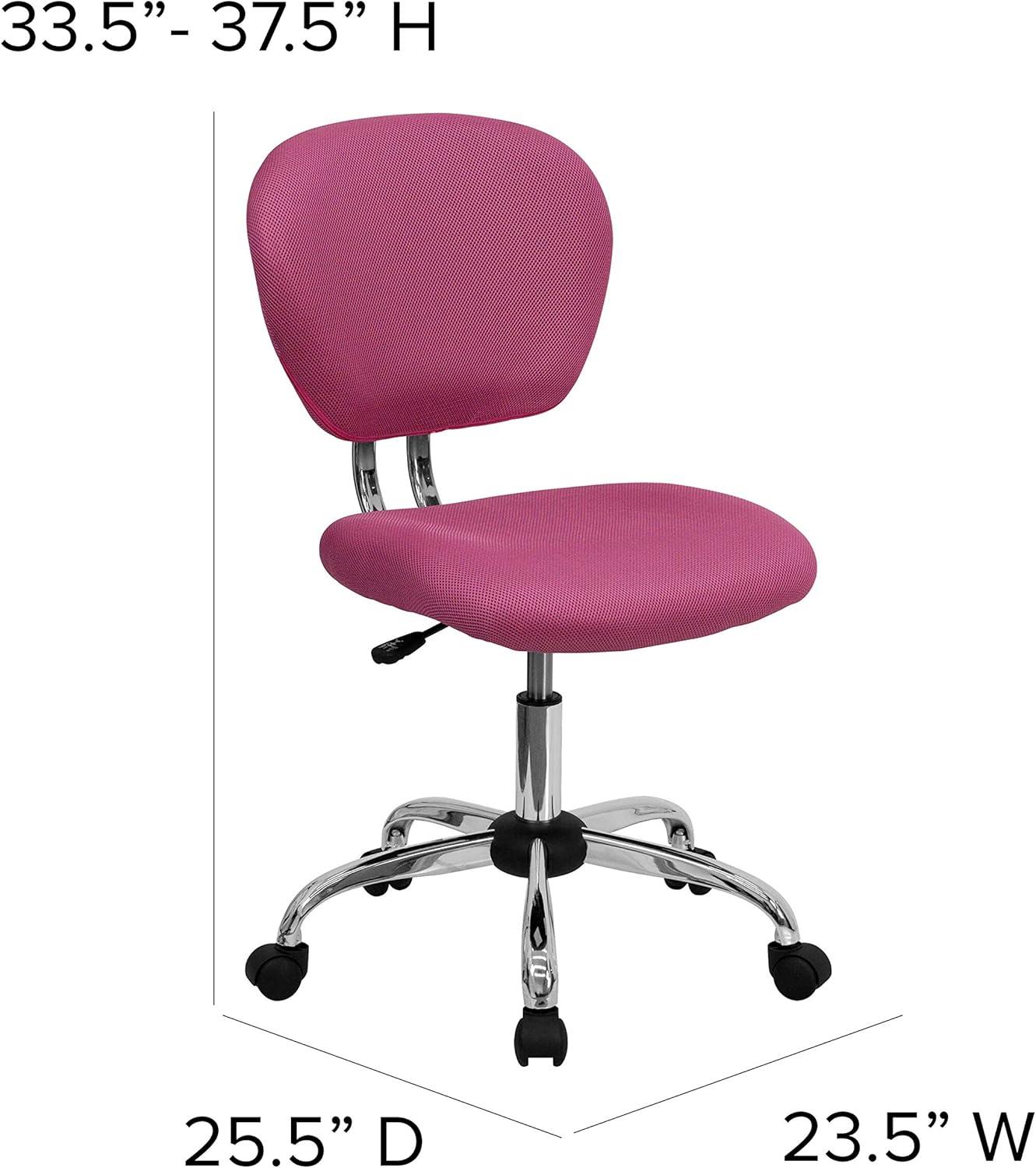 Flash Furniture Mid-Back Pink Mesh Padded Swivel Task Office Chair with Chrome Base