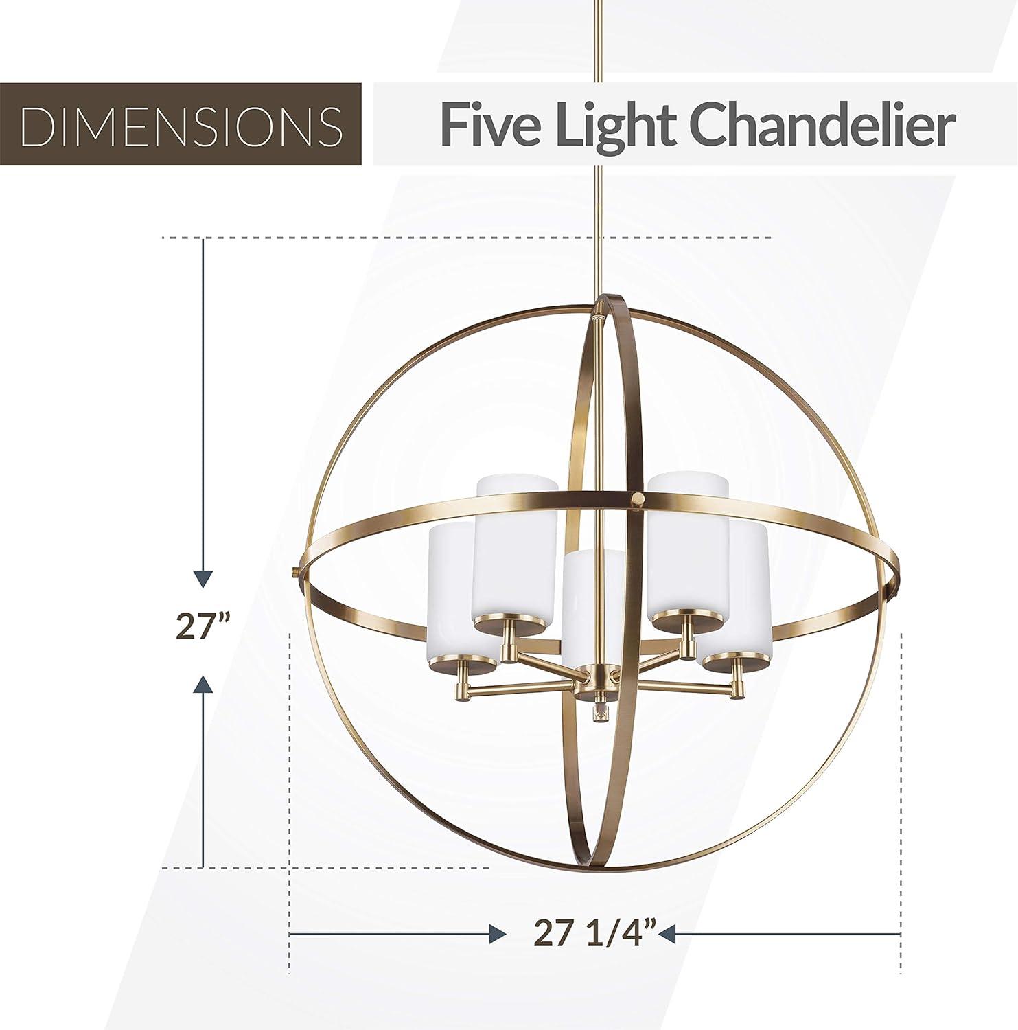 Alturas Modern 5-Light LED Chandelier in Brushed Nickel with Etched Glass