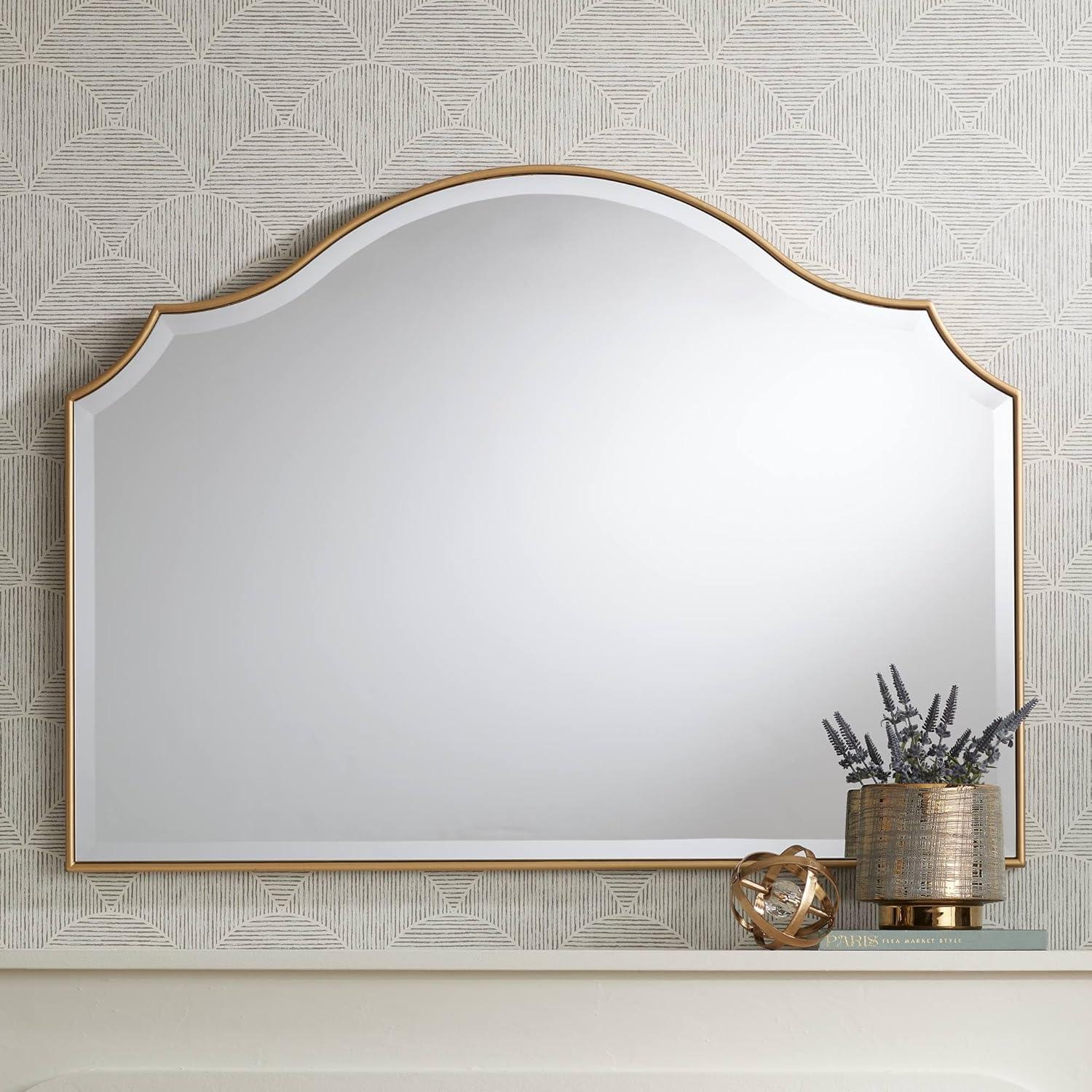 Noble Park Vinyard Arch Top Vanity Decorative Wall Mirror Vintage Beveled Glass Gold Frame 38" Wide for Bathroom Bedroom Home