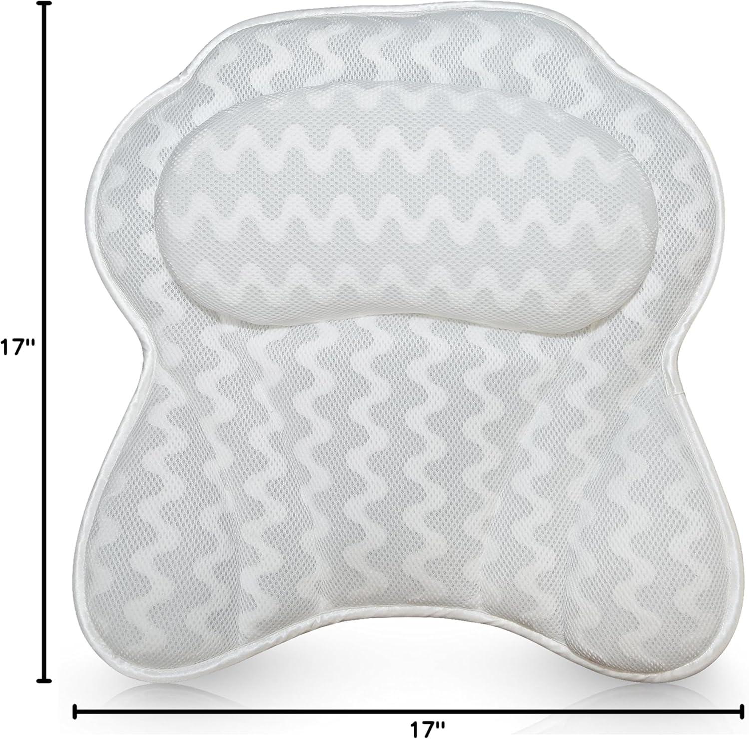 Bath Haven Bath Pillow for Bathtub, 3D Air Mesh Thick Soft Bath Pillow, White