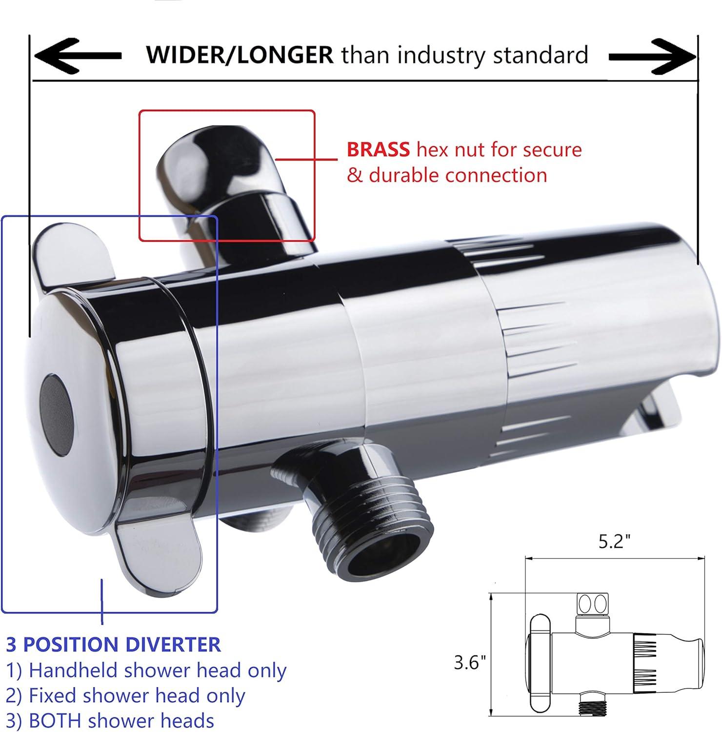 5-Inch Chrome Dual Shower Head with Handheld Spray and Brass Connector