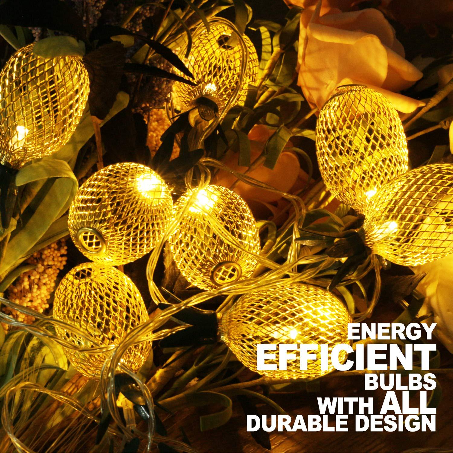 Betus 6.5 Ft 10 LEDs Pineapple Fairy String Light - Decor Gifts Battery Operated (Warm White)