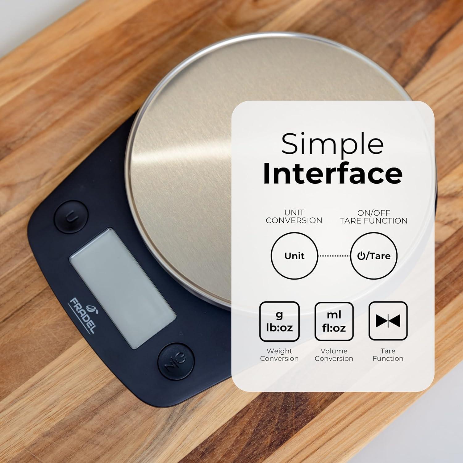 Fradel 0.1g Digital Kitchen Food Scale in Grams & Ounces - 11lb, for Cooking, Baking, Weight Loss - Square