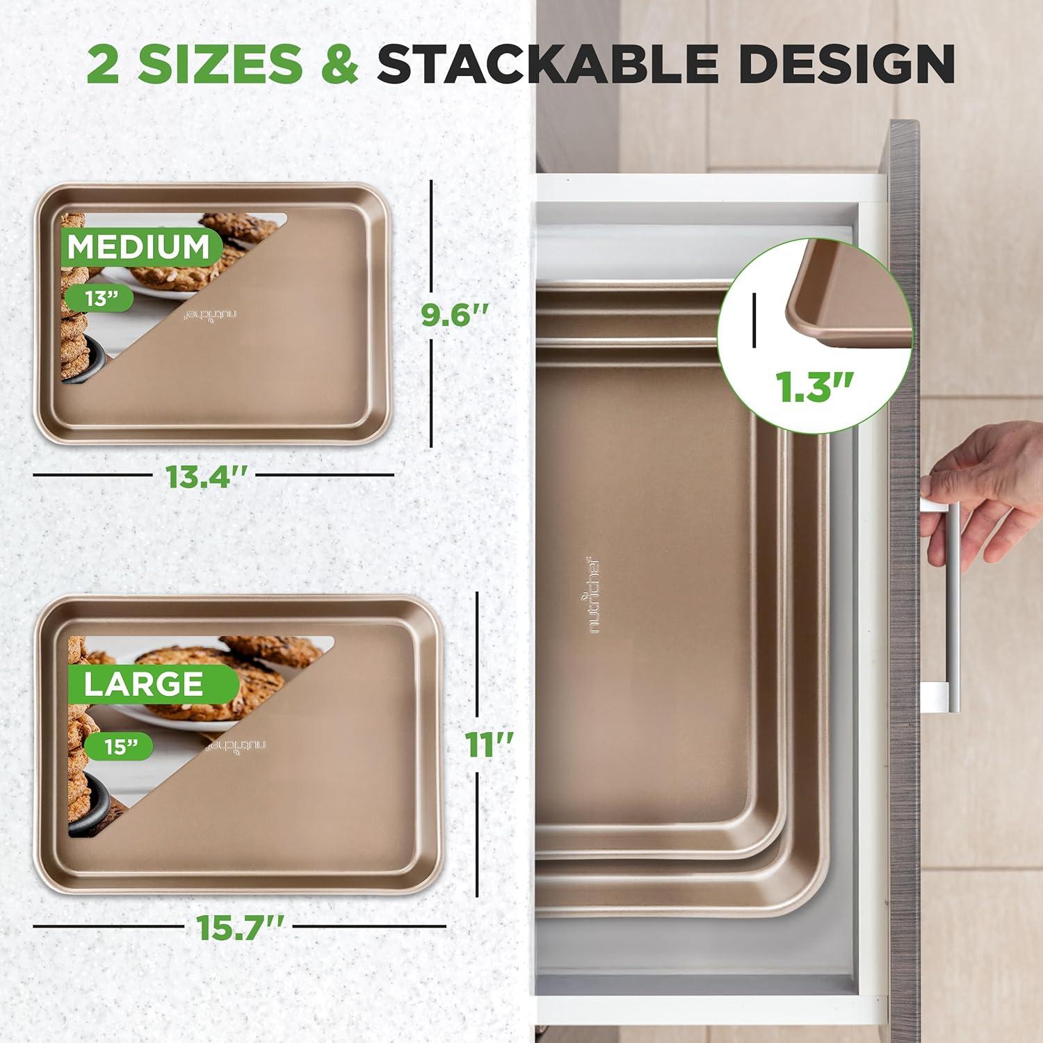 NutriChef NutriChef Non-Stick Steel 2 Piece Baking Sheet Set
