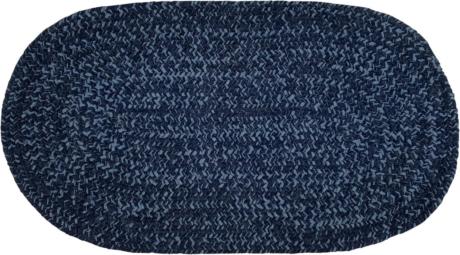 Better Trends Chenille Tweed Braid Collection is Durable and Stain Resistant Reversible Indoor Area Utility Rug 100% Polyester in Vibrant Colors, 22" x 40" Oval, Navy & Smoke Blue
