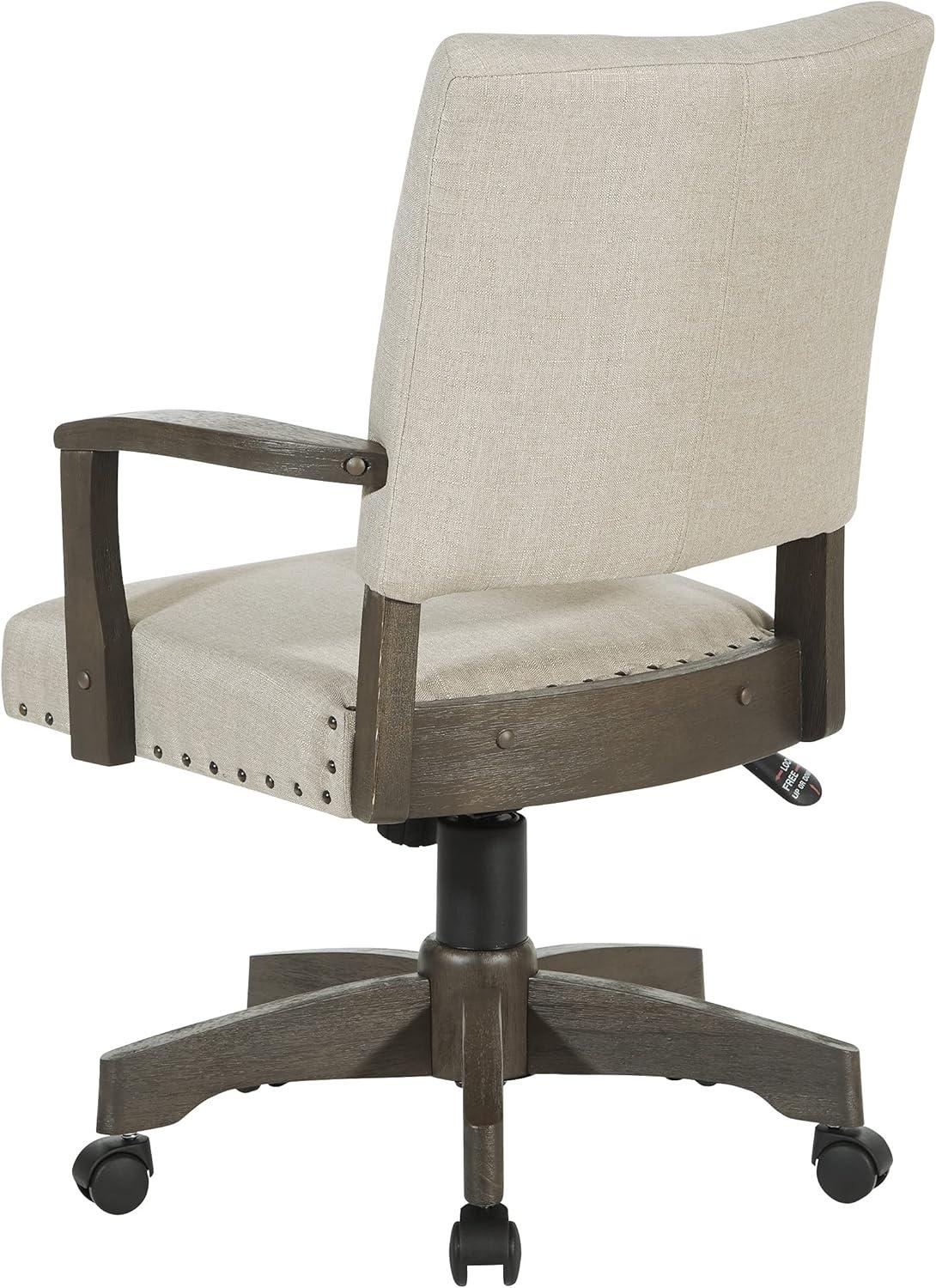 Santina Bankers Chair with Antique Gray Finish and Ivory White Fabric