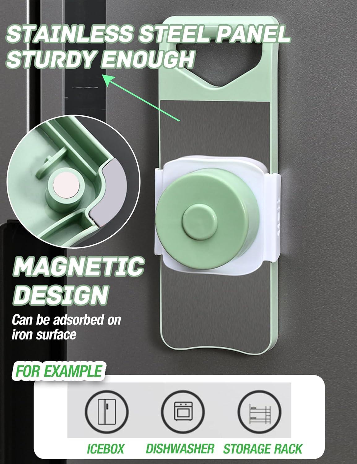 Vegetable Chopper, 7 in 1 Mandoline Food Slicer Cutter with Handheld Container, 6 Blades and Blade Box, Cheese Grater, Cucumber Slicer, Magnetic Kitchen Tools for Veggie Potato Onion Butter Carrot