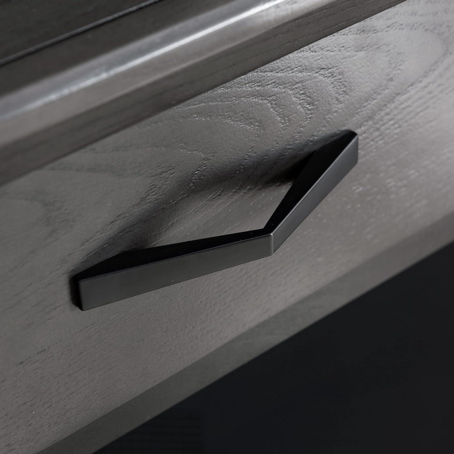 Leick Home 23430 Chisel & Forge Corner Computer Writing Desk with Drop Front Keyboard Drawer, Smoke Gray and Matte Black