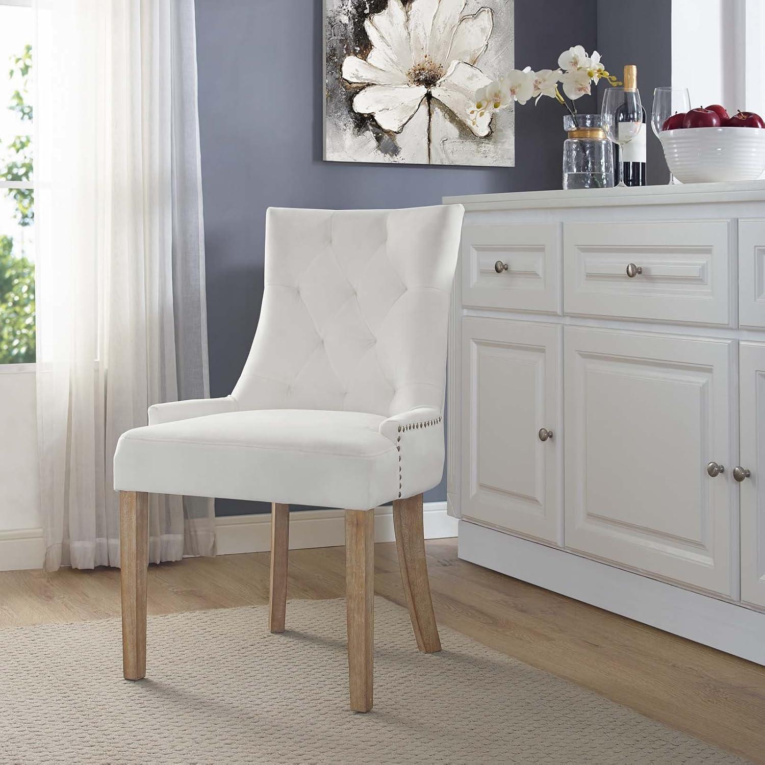 Modway Pose 19" Modern Style Performance Velvet Dining Chair in Ivory