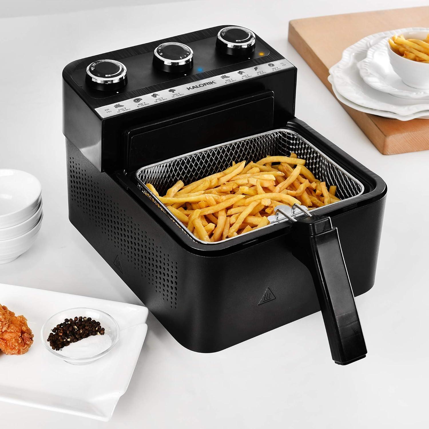 Kalorik 2-in-1 Air Fryer and Deep Fryer, Black