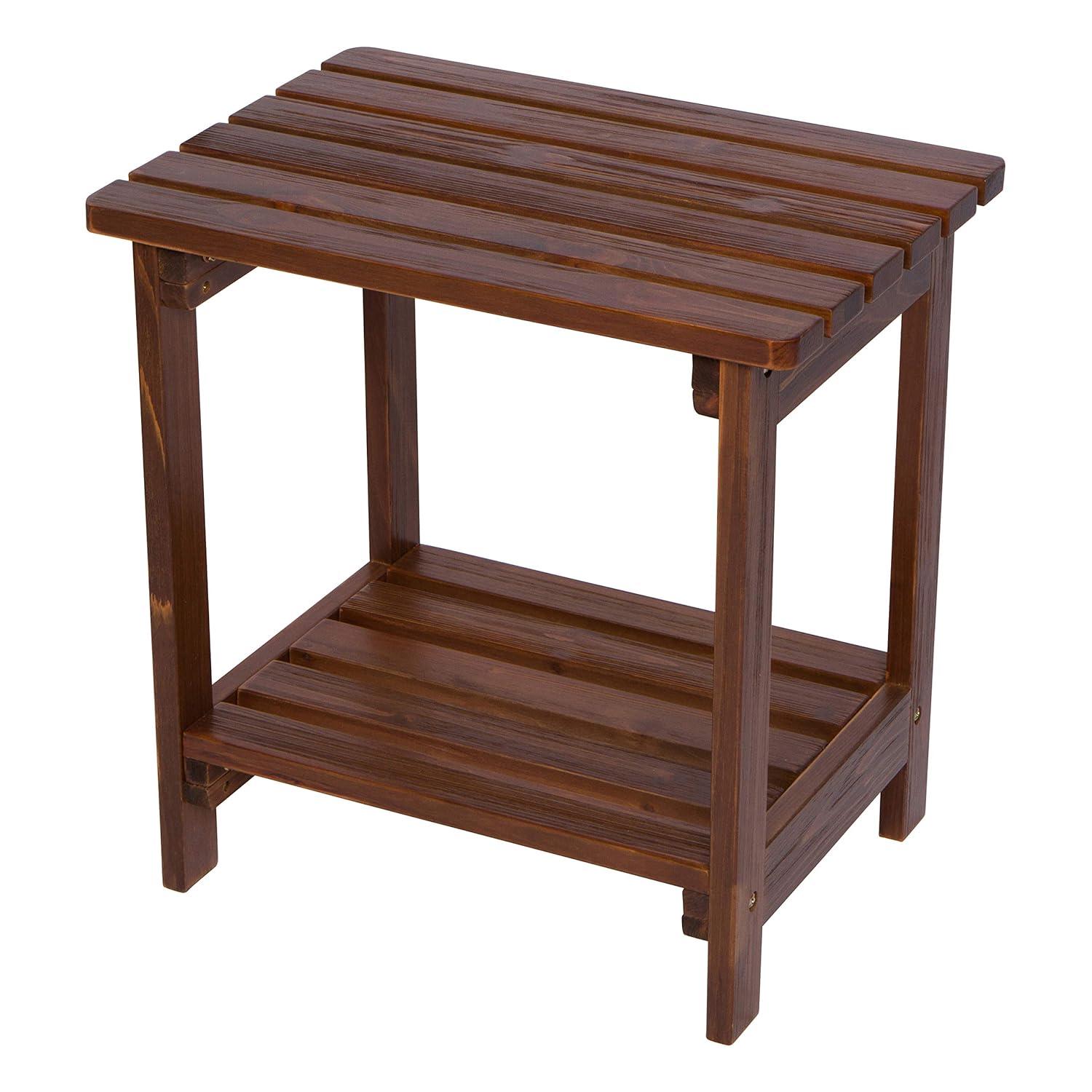 Shine Company Rectangular Traditional Wooden Indoor/Outdoor Side Table in Brown