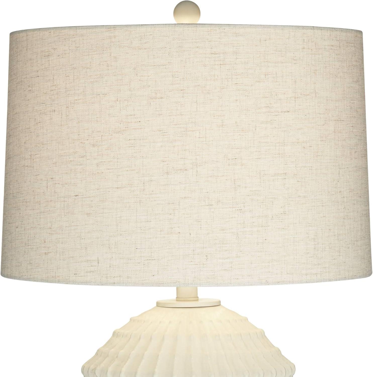 360 Lighting Hopewell 30" Tall Large Coastal Modern End Table Lamp Ridge Pattern White Single Living Room Bedroom Bedside Nightstand House Office