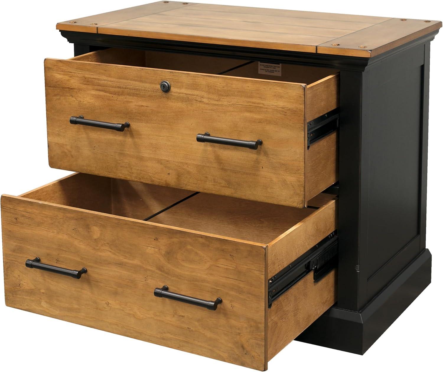 Toulouse Wood Lateral File With Legal/Letter File Drawer Office Storage Black