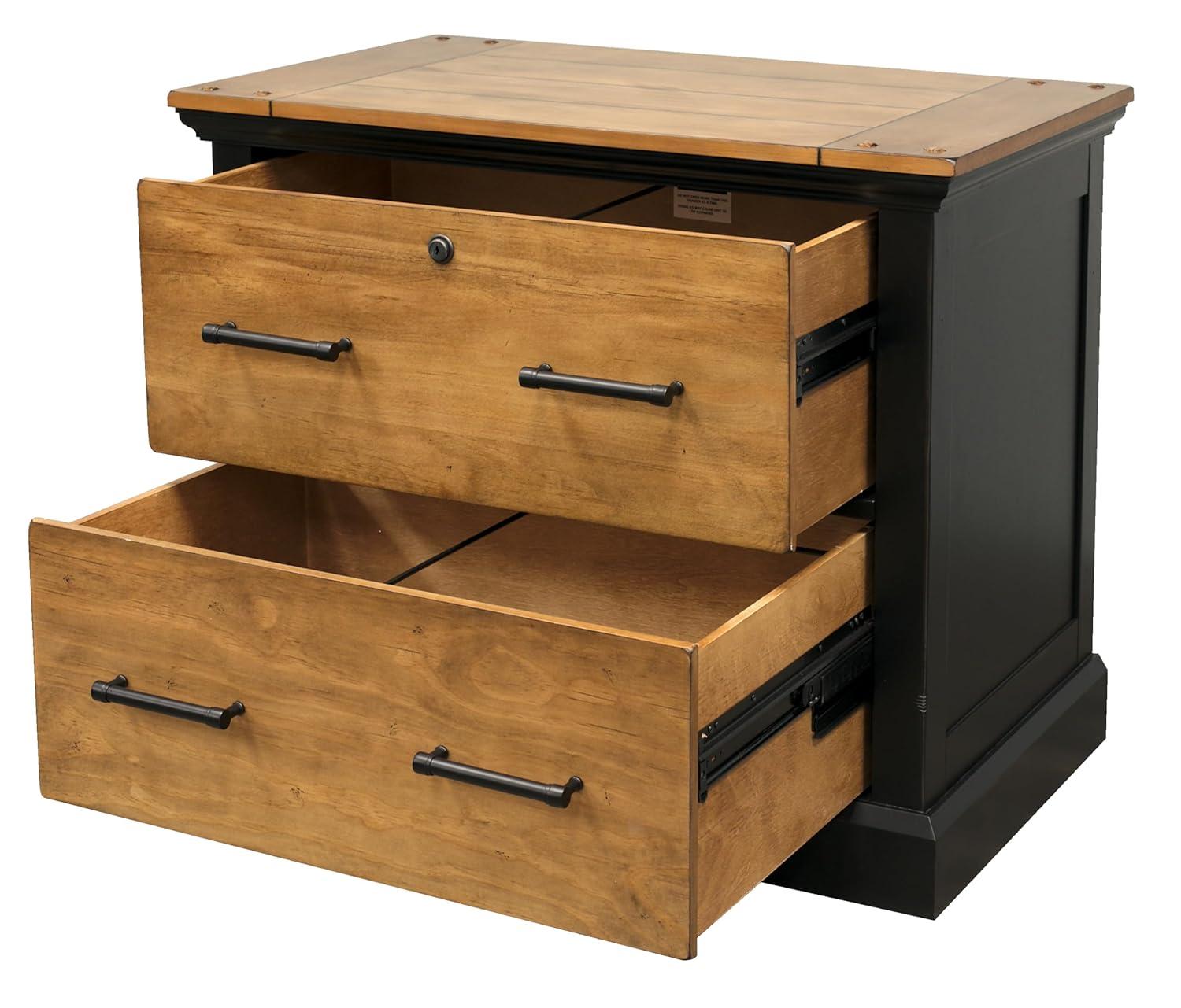 Toulouse Wood Lateral File With Legal/Letter File Drawer Office Storage Black