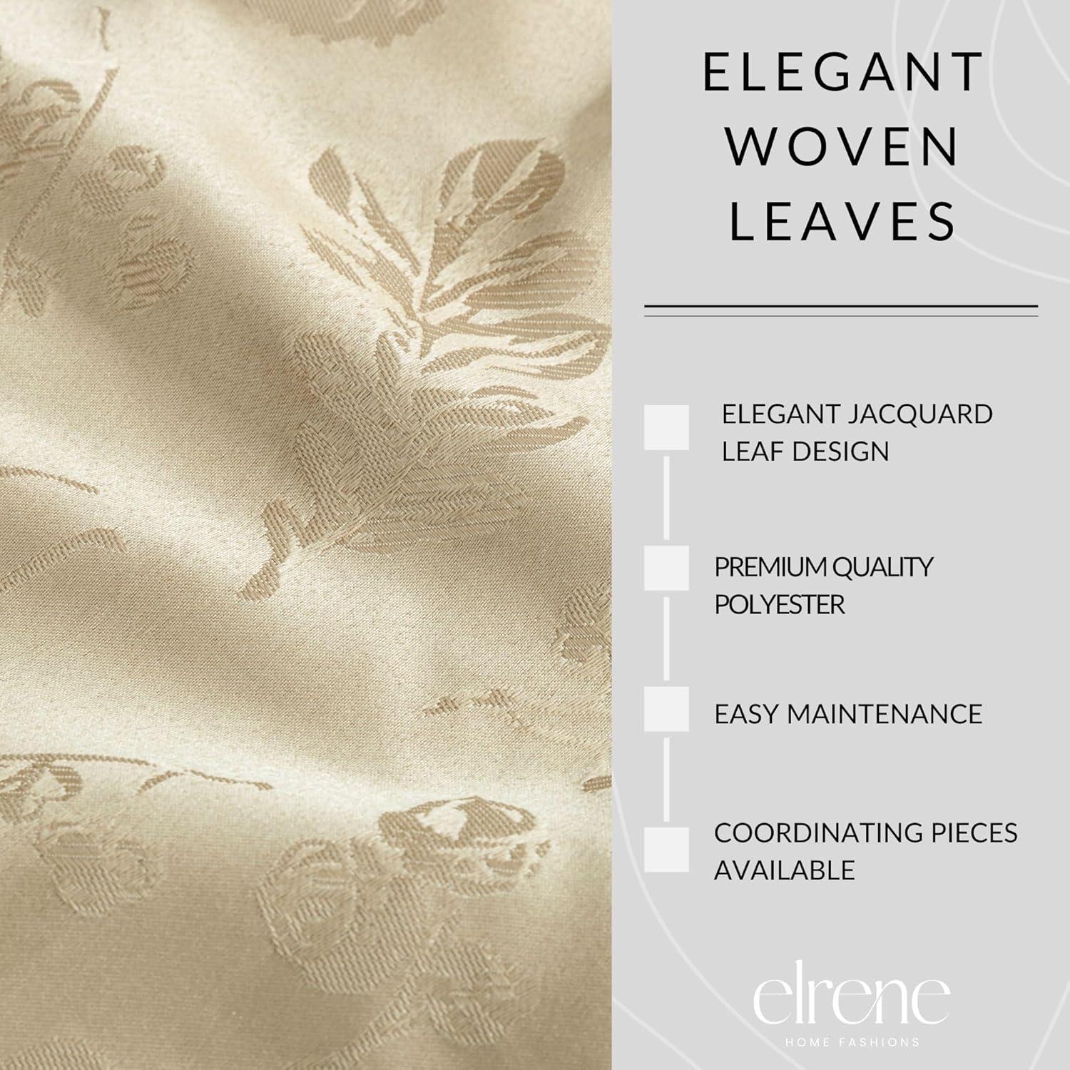 Elrene Elegant Woven Leaves Jacquard Damask Fall Tablecloth - Elrene Home Fashions