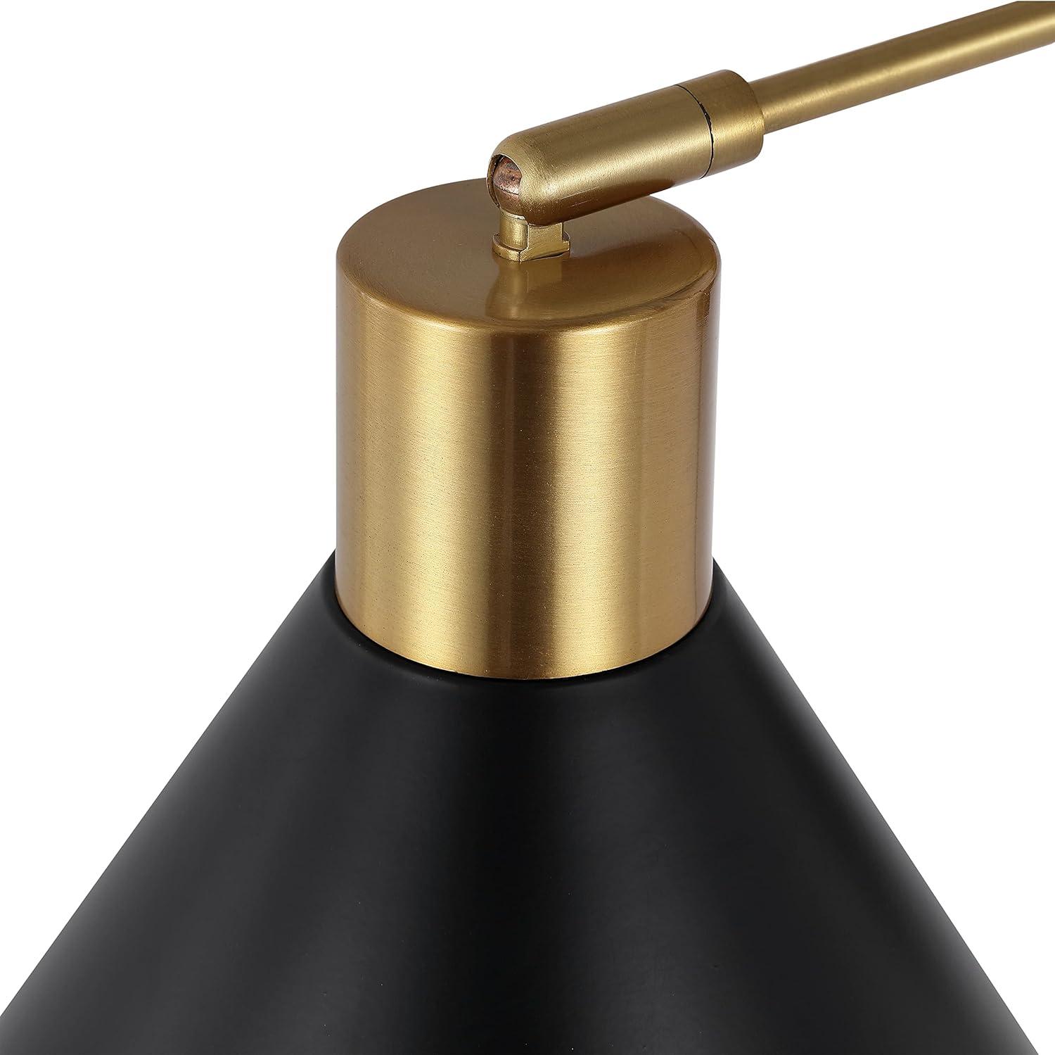 Max 20.5" Swing Arm 1-Light Modern Midcentury Iron USB Charging Port LED Sconce, Black/Brass Gold