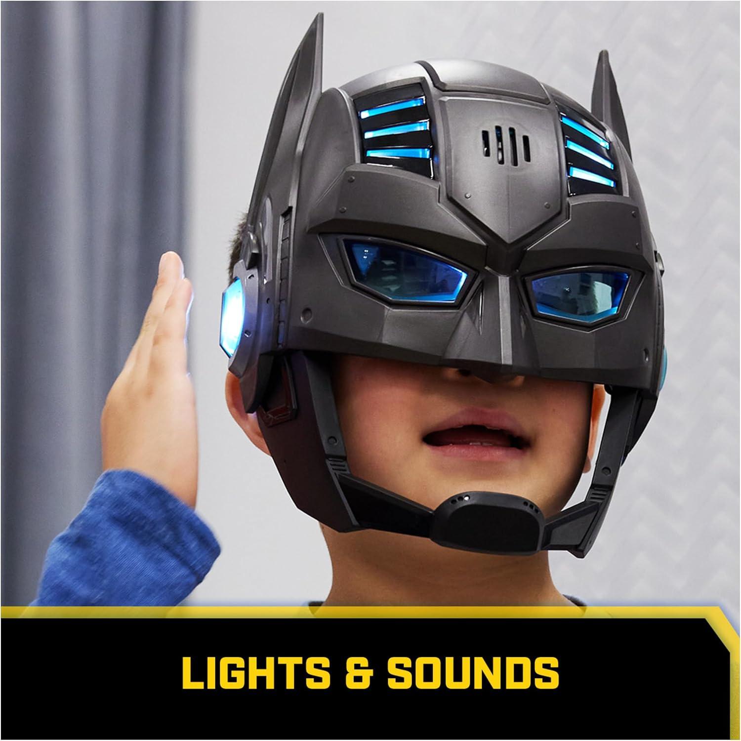 DC Comics, Armor-Up Batman Mask with Visor, 15+ Sounds & Phrases, Lights, Super Hero Costume, Kids Roleplay for Boys and Girls Ages 4+