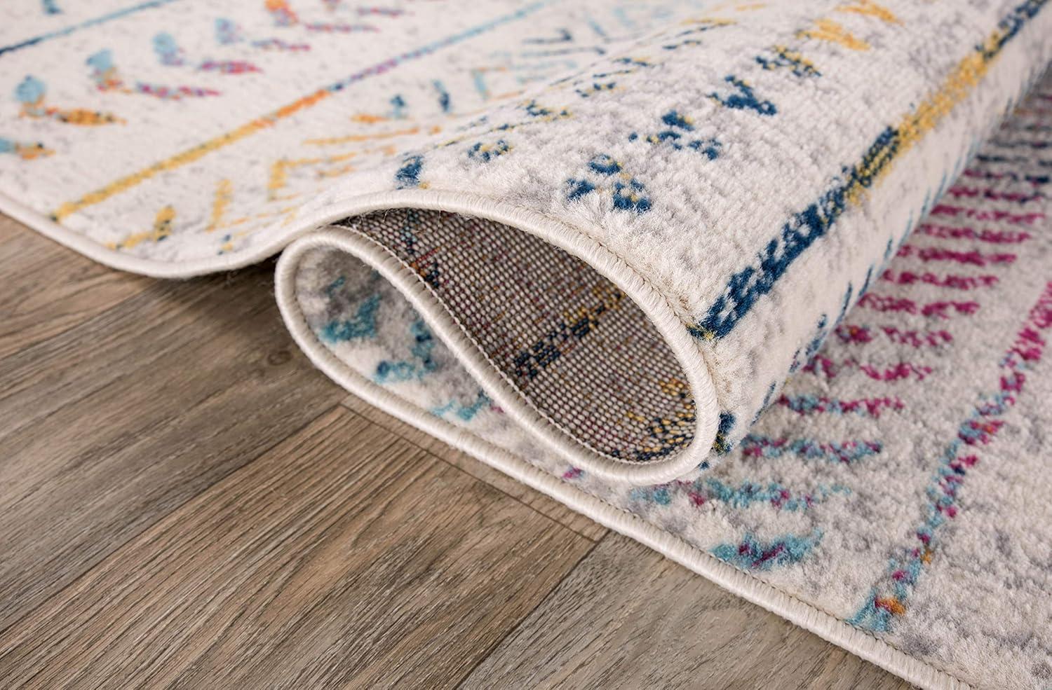World Rug Gallery Geometric Distressed Bohemian Multicolored 2' x 7' Runner Rug