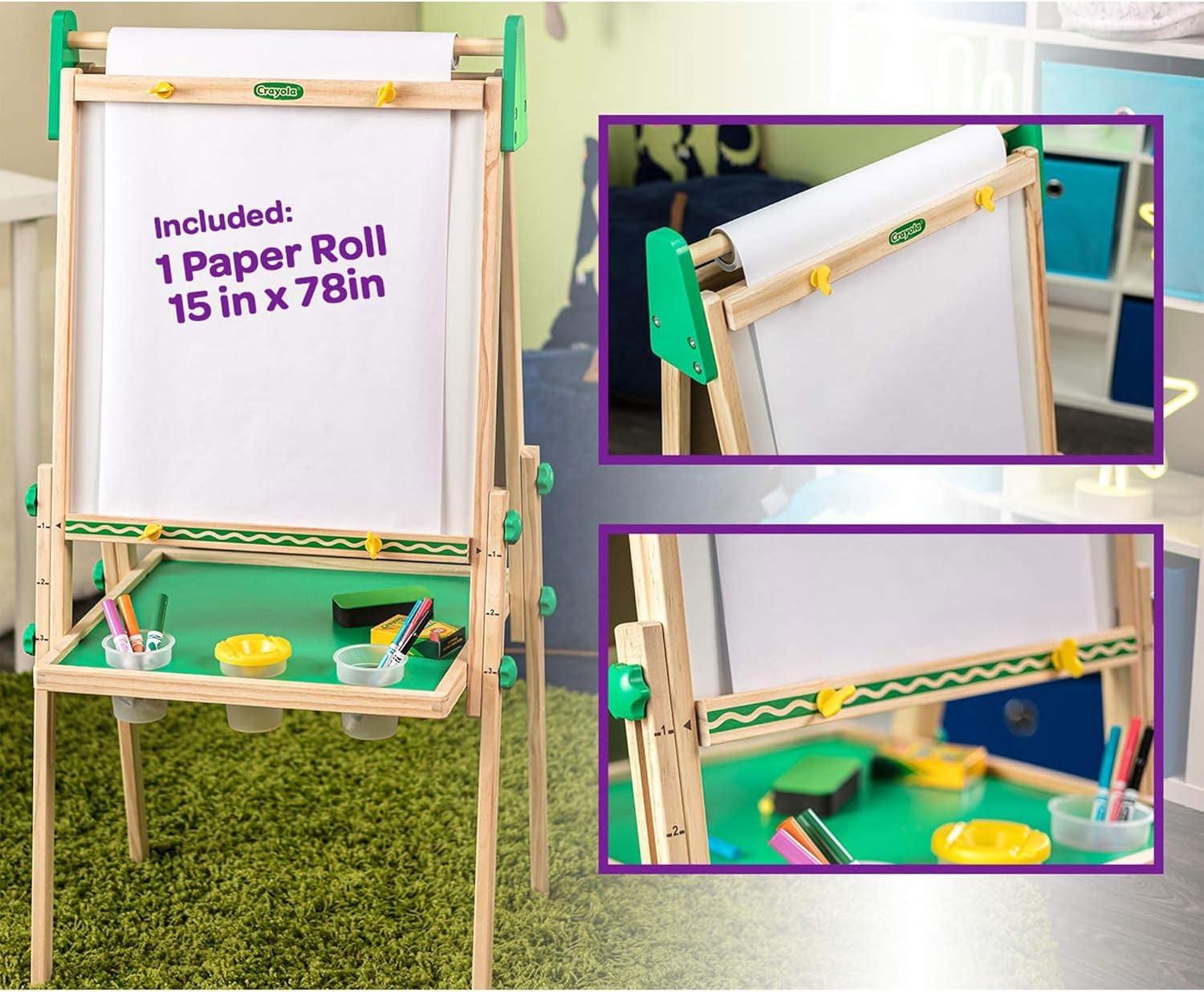 Crayola Kids Dual Sided Wooden Art Easel with Chalk and Dry Erase Markers