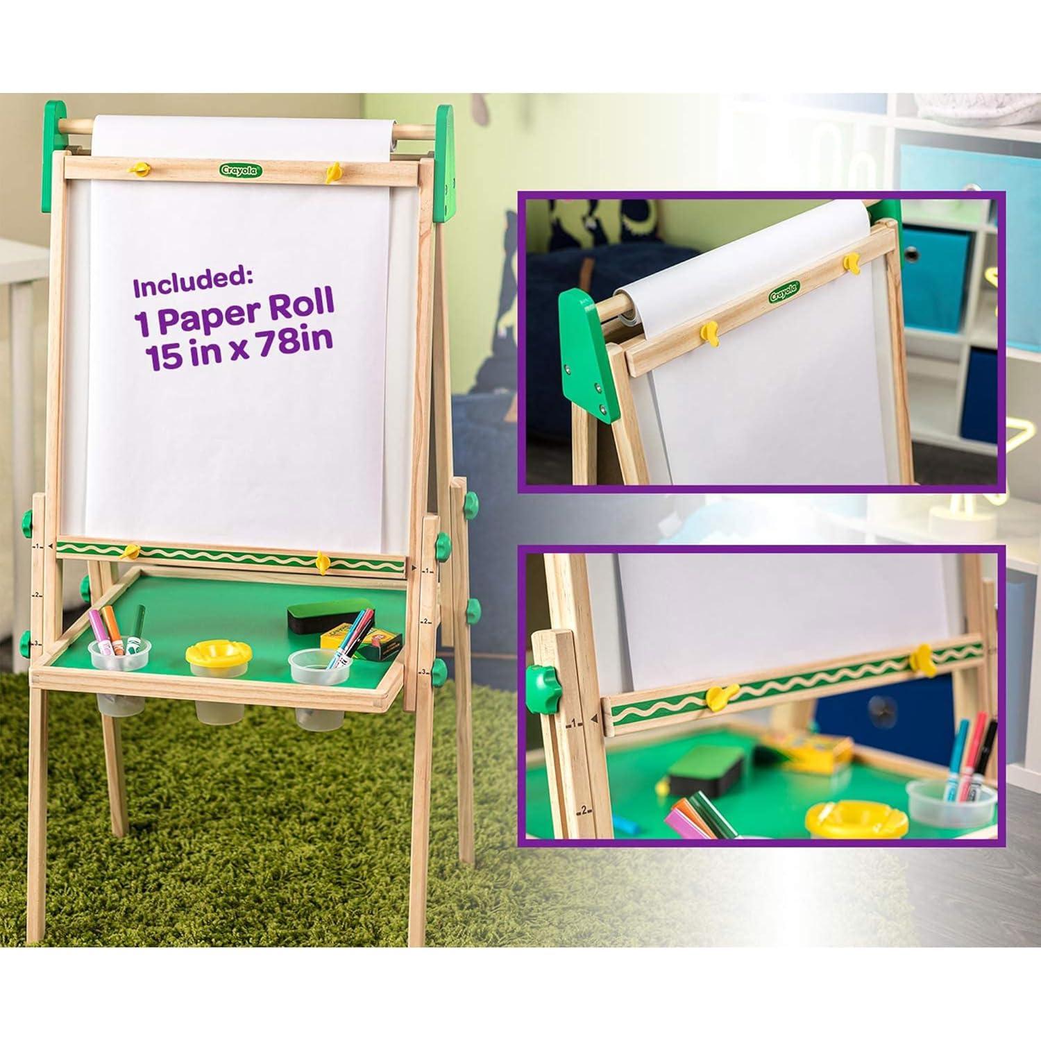 Crayola Kids Dual Sided Wooden Art Easel with Chalk and Dry Erase Markers