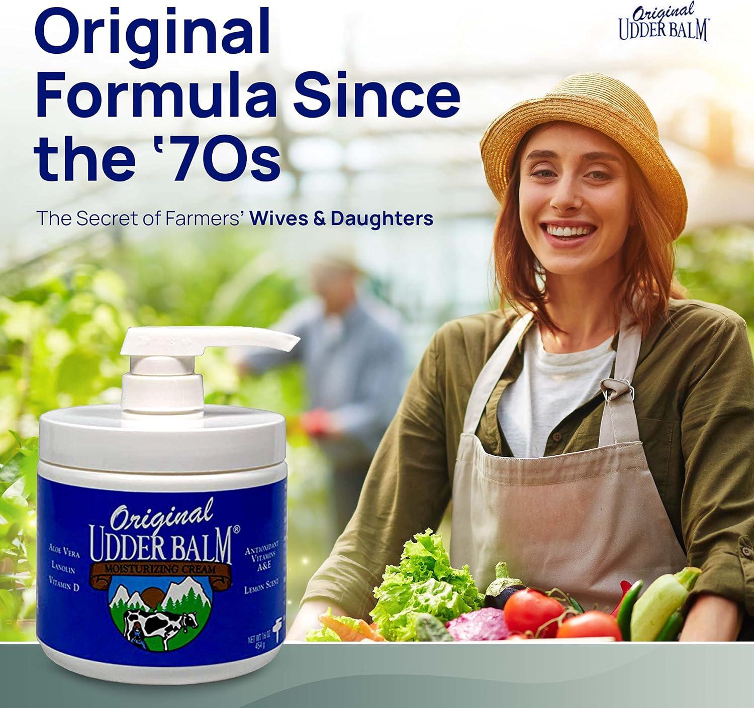 Original Udder Balm Moisturizing Cream with Aloe & Lanolin 16oz Pump Jar.