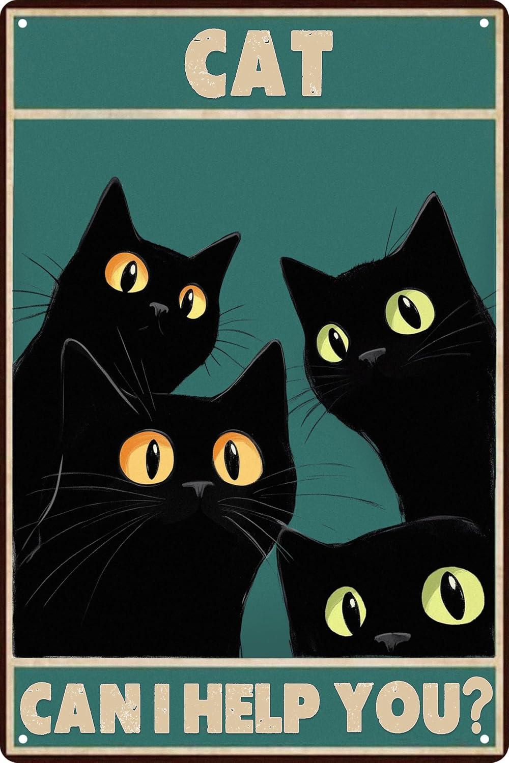 Black Cat Are You Pooping Funny Tin Signs Bathroom Wall Decor 8 x 12 Inch (918)