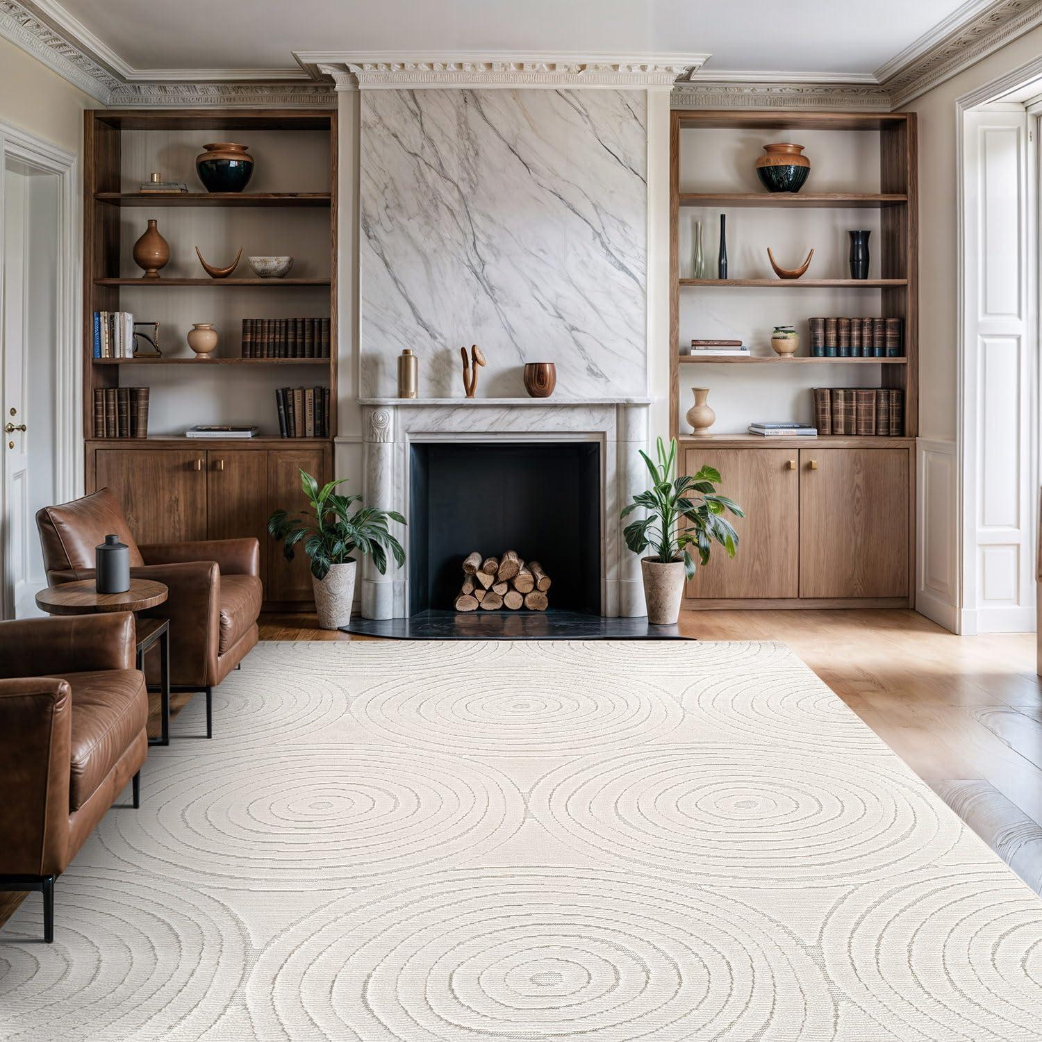 Cloudy Touch White 5 x 7 ft. Circular Indoor Area Rug