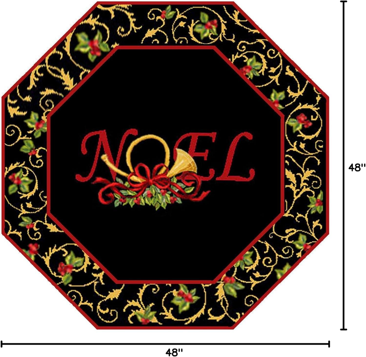 SAFAVIEH Chelsea Festive Noel Holiday Wool Area Rug, Black, 4' x 4' Octagon