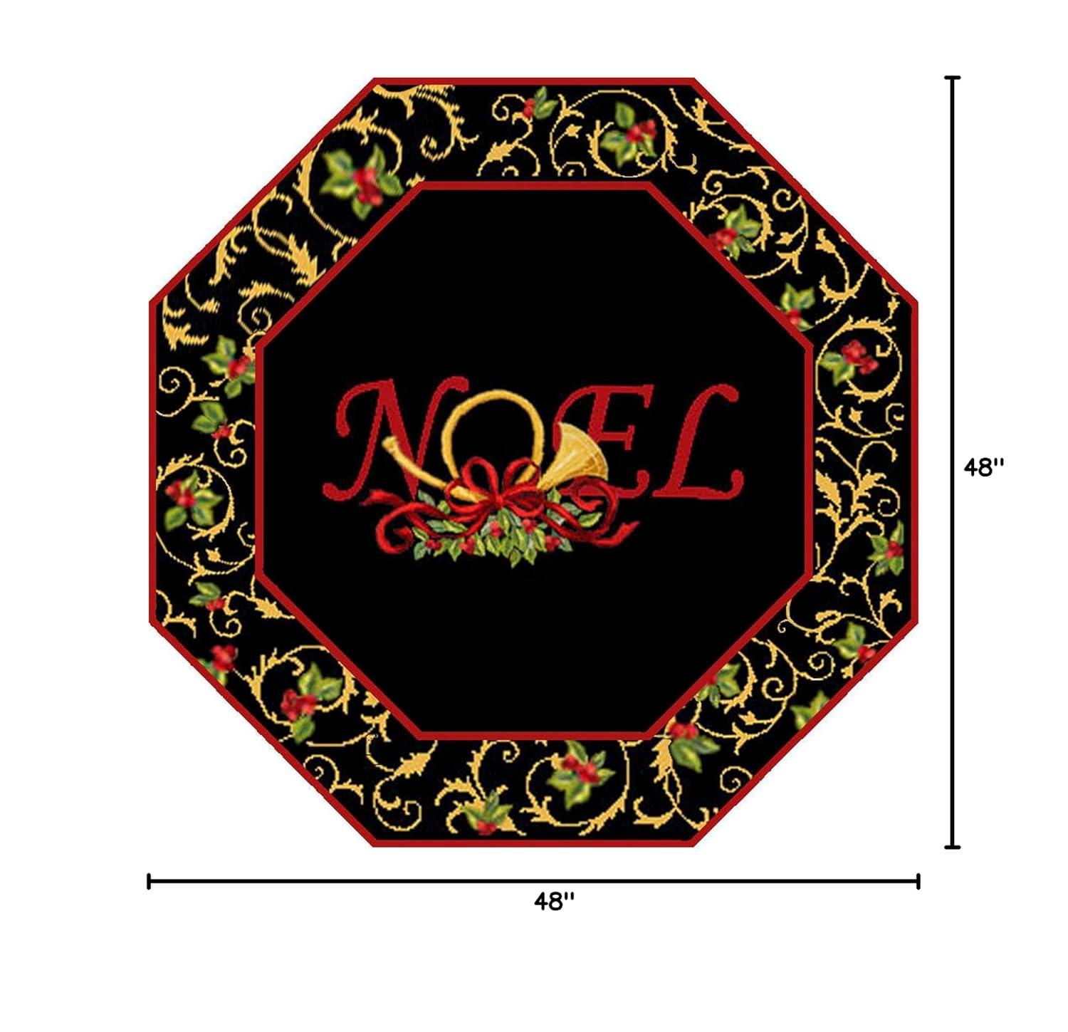 SAFAVIEH Chelsea Festive Noel Holiday Wool Area Rug, Black, 4' x 4' Octagon