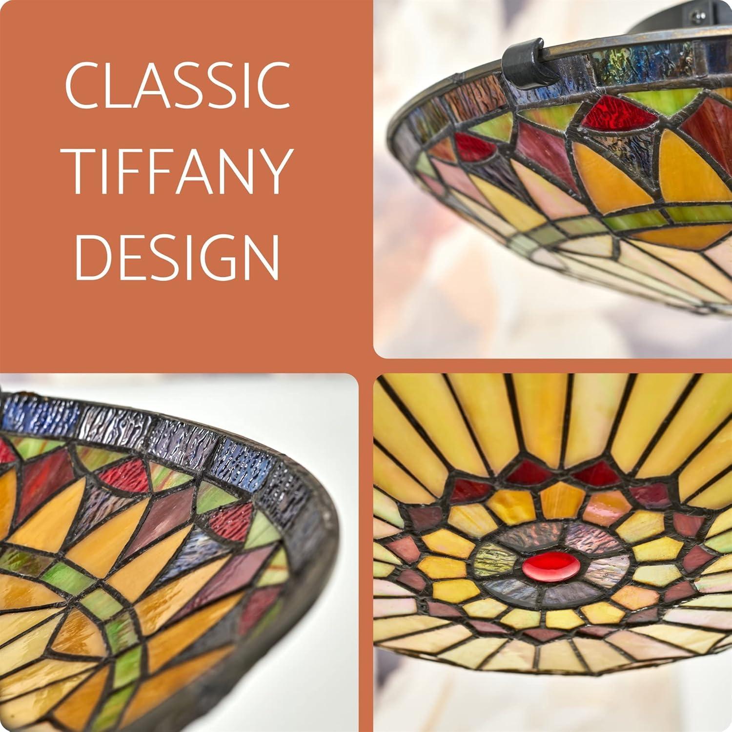 Mateo 16" Black Tiffany Glass Vintage Flush Mount Ceiling Light