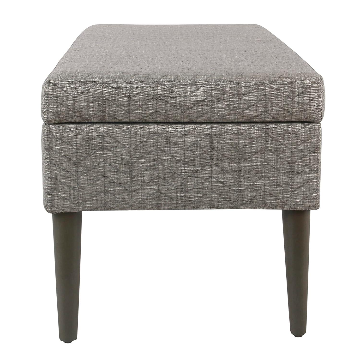 Mid Century Storage Bench Textured Gray - HomePop: Cushioned, Hinged Lid, Solid Wood Legs