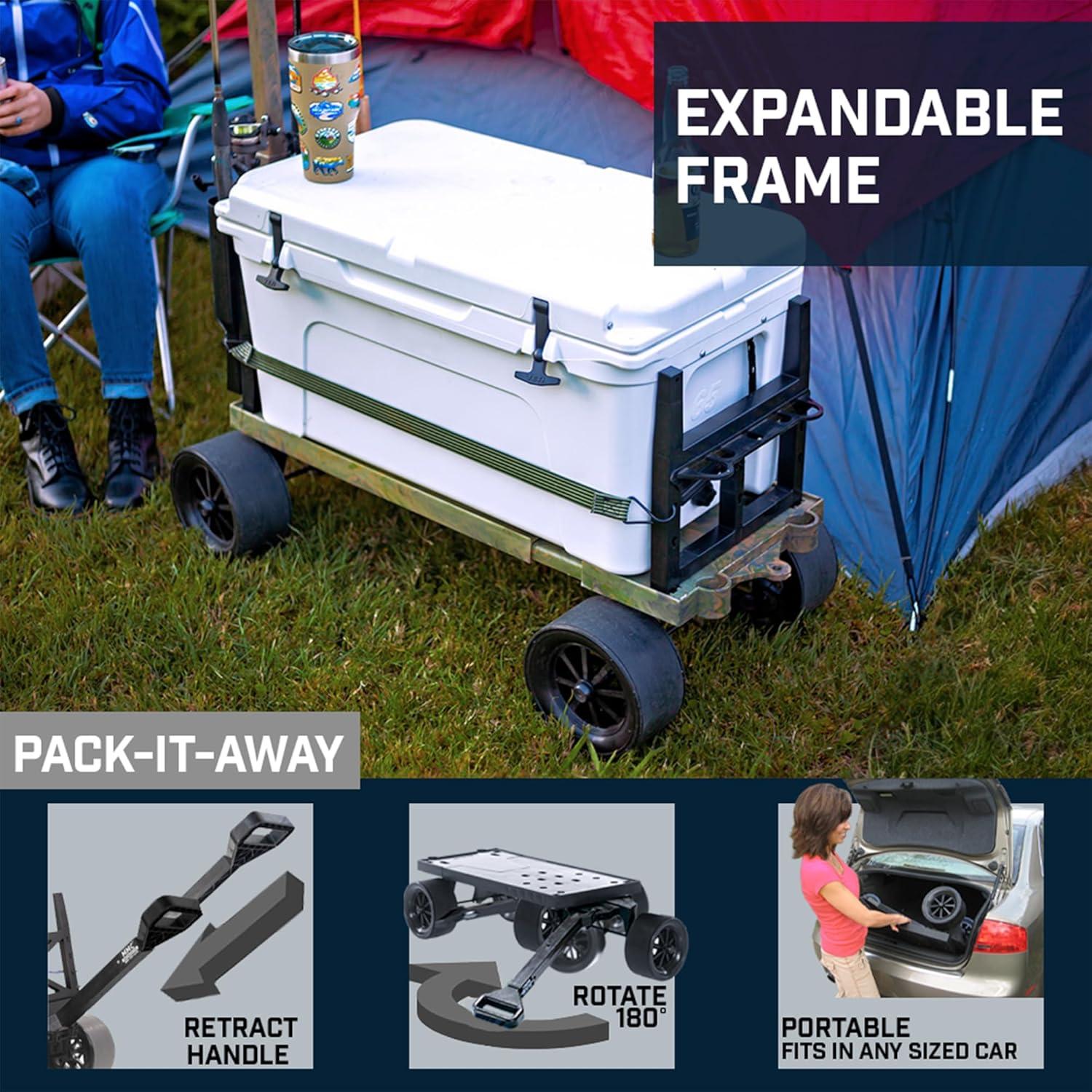Mighty Max Cart® Camo Outdoor Fishing Cart, Cooler Wheel Kit, Never-Flat 8-Inch Wheels, with CamoTub