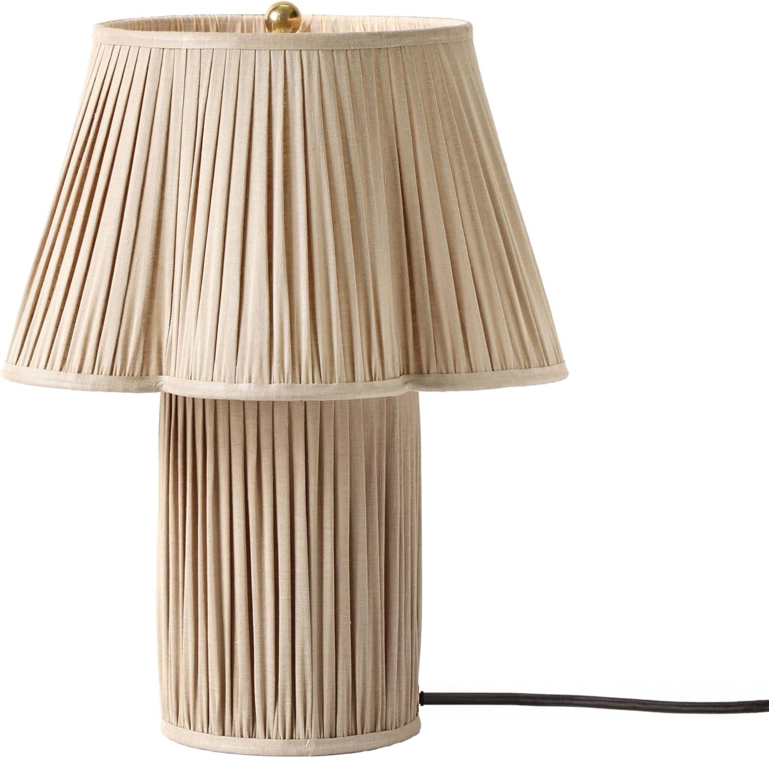 Corrine Beige Linen Pleated Table Lamp