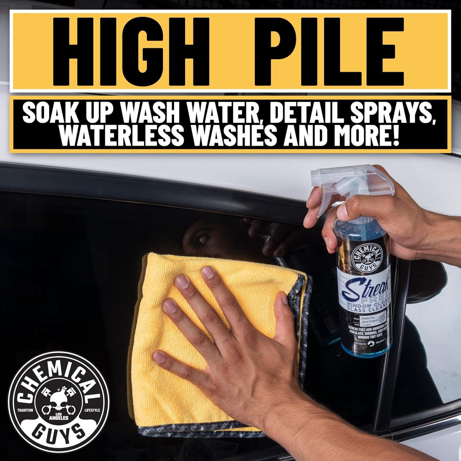 Chemical Guys MIC 506 03 Professional Grade Premium Microfiber Towels, Gold (16 Inch x 16 Inch) (Pack of 3) - Safe for Car Wash, Home Cleaning & Pet Drying Cloths