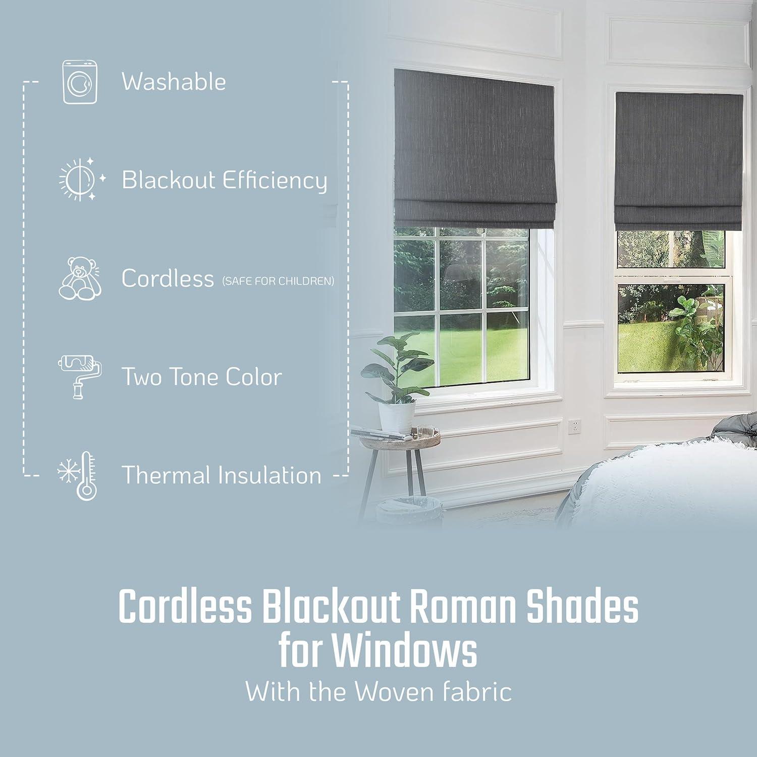 Cordless Blackout Fabric Roman Shades for Indoor Windows
