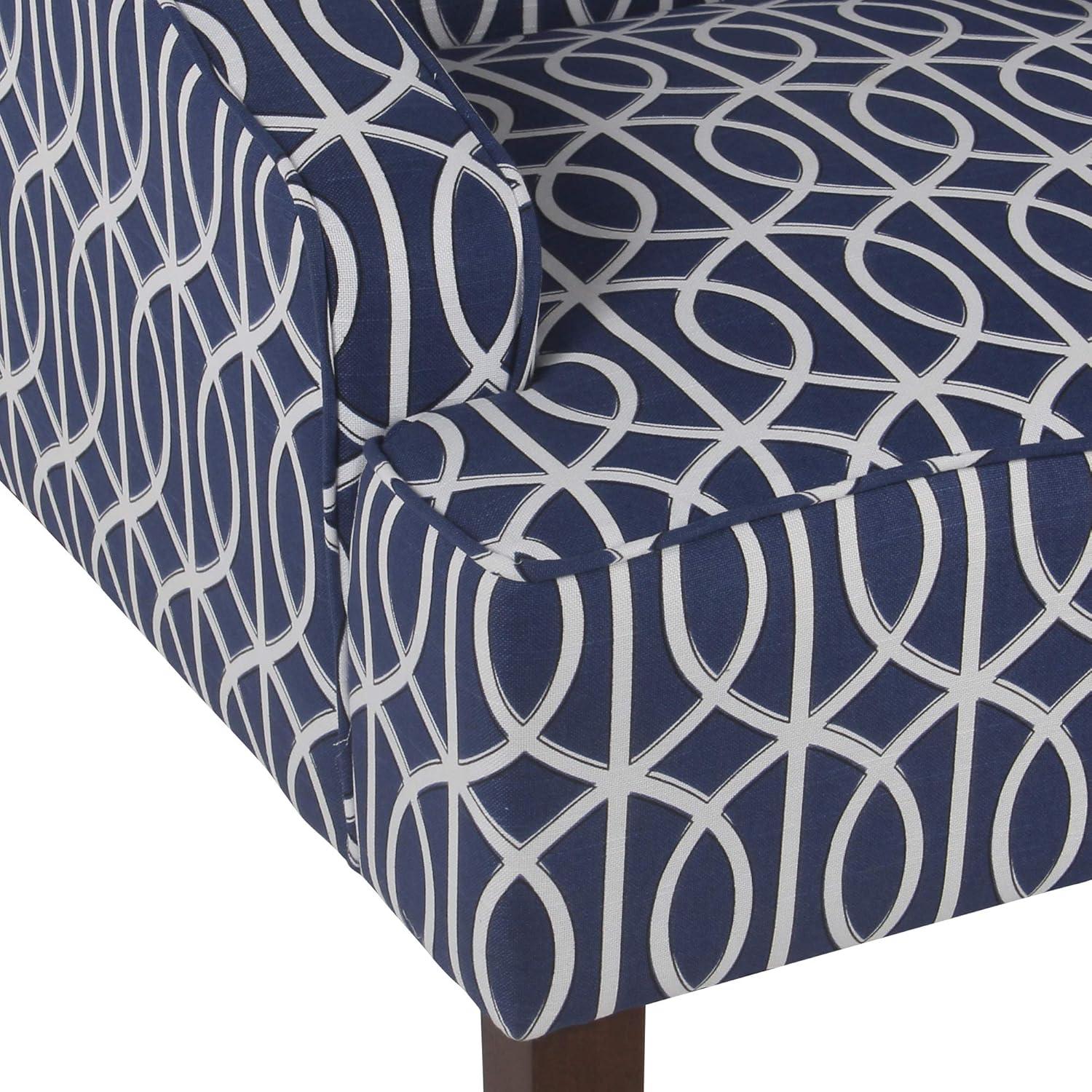 HomePop Classic Swoop Accent ArmChair - Cream and Blue Geometric