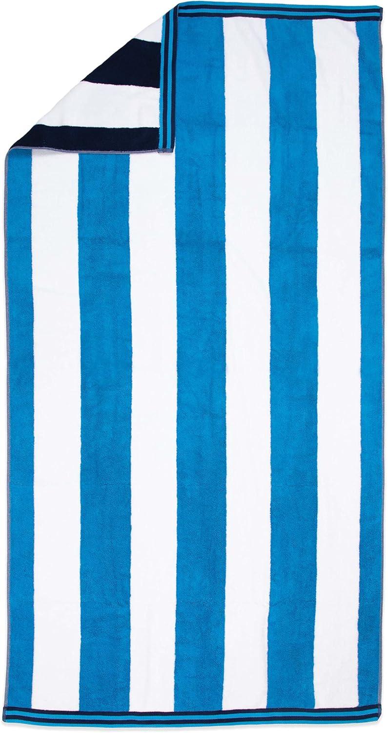 Aston & Arden Navy and Blue Cotton Reversible Beach Towel, 35 x 70 in