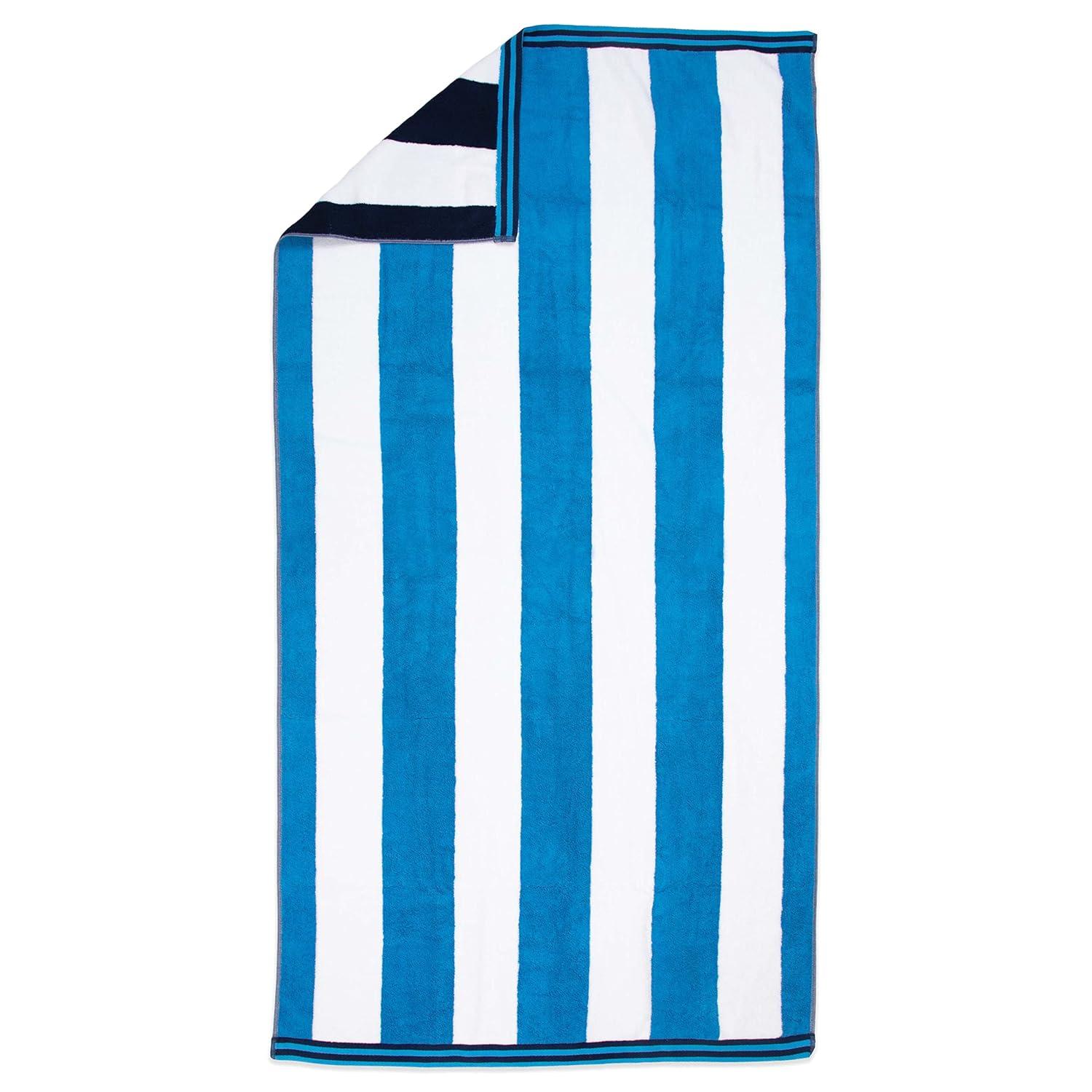 Aston & Arden Navy and Blue Cotton Reversible Beach Towel, 35 x 70 in