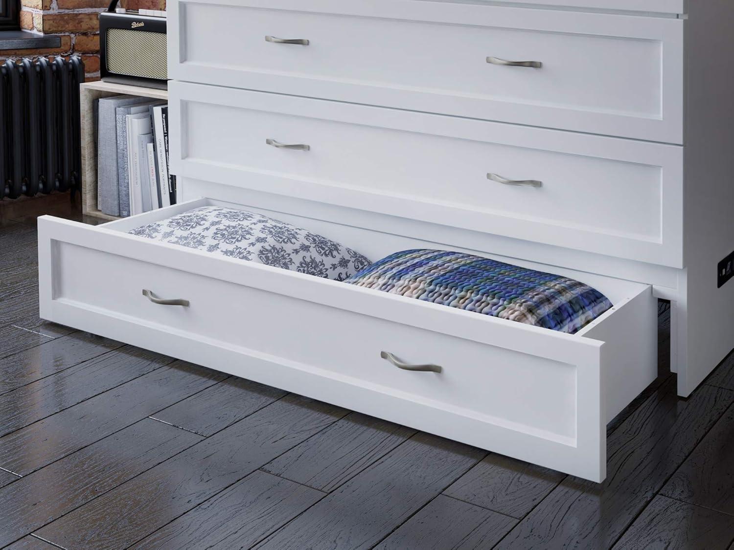 Full Deerfield Murphy Bed Chest USB Turbo Charger White - AFI