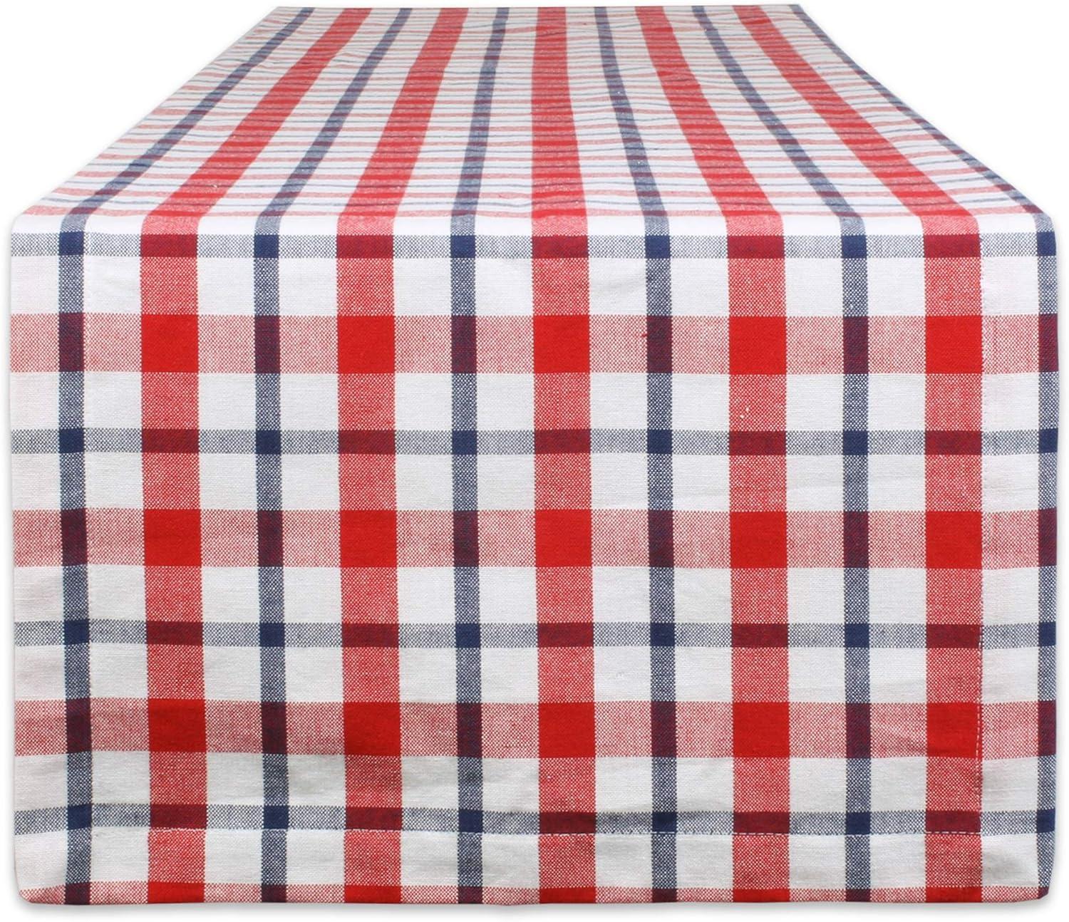 14 x 72 in. Red White and Blue Cotton Plaid Table Runner