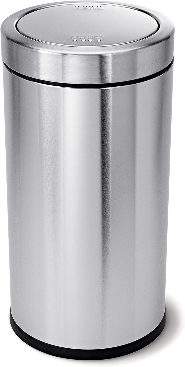 55 Liter Brushed Stainless Steel Swing Top Trash Can