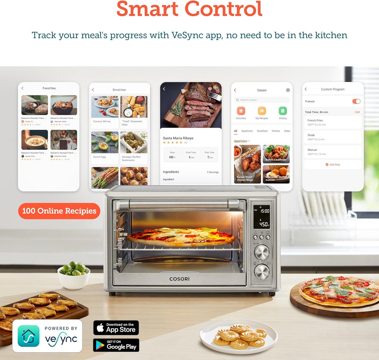 Silver Digital 32QT Smart Air Fryer Toaster Oven