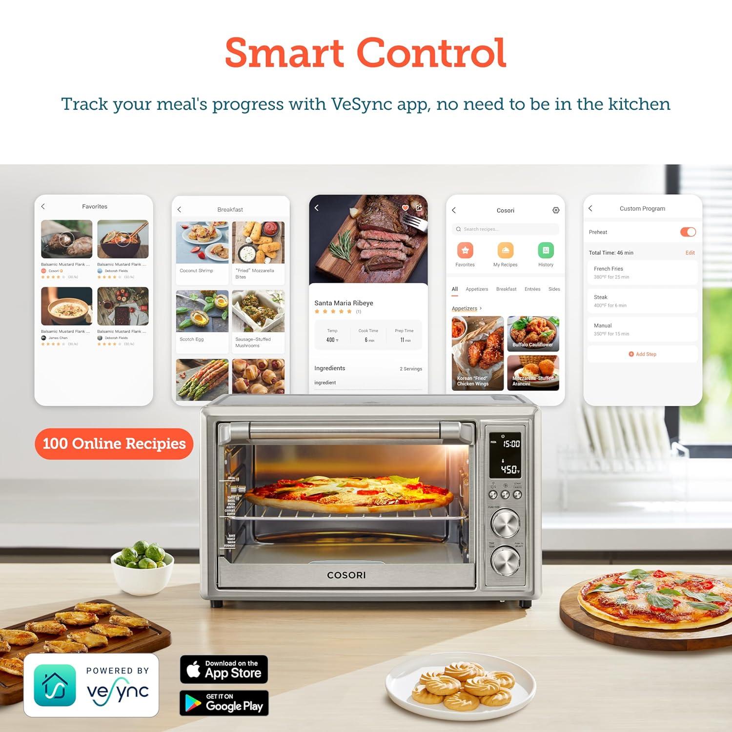 Silver Digital 32QT Smart Air Fryer Toaster Oven